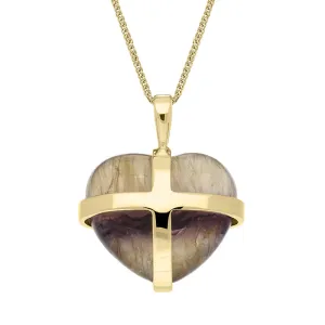 18ct Yellow Gold Blue John Unique Cross Heart Necklace D