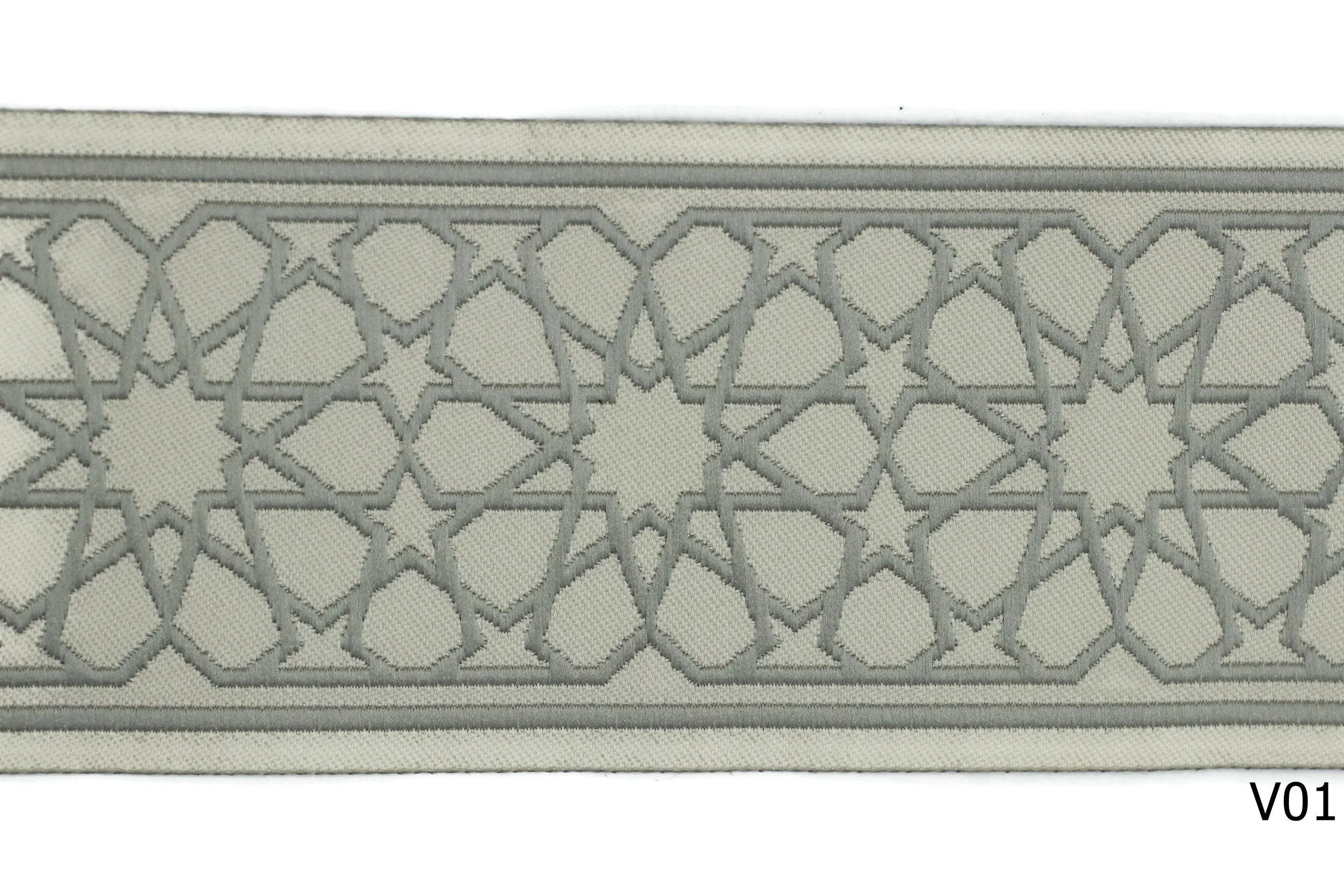 2.75" Andalusia Embroidered Drapery Trims, 70mm Jacquard Trims, Sewing Trim, Curtain trims, Jacquard Ribbons, Drapery Banding 70037