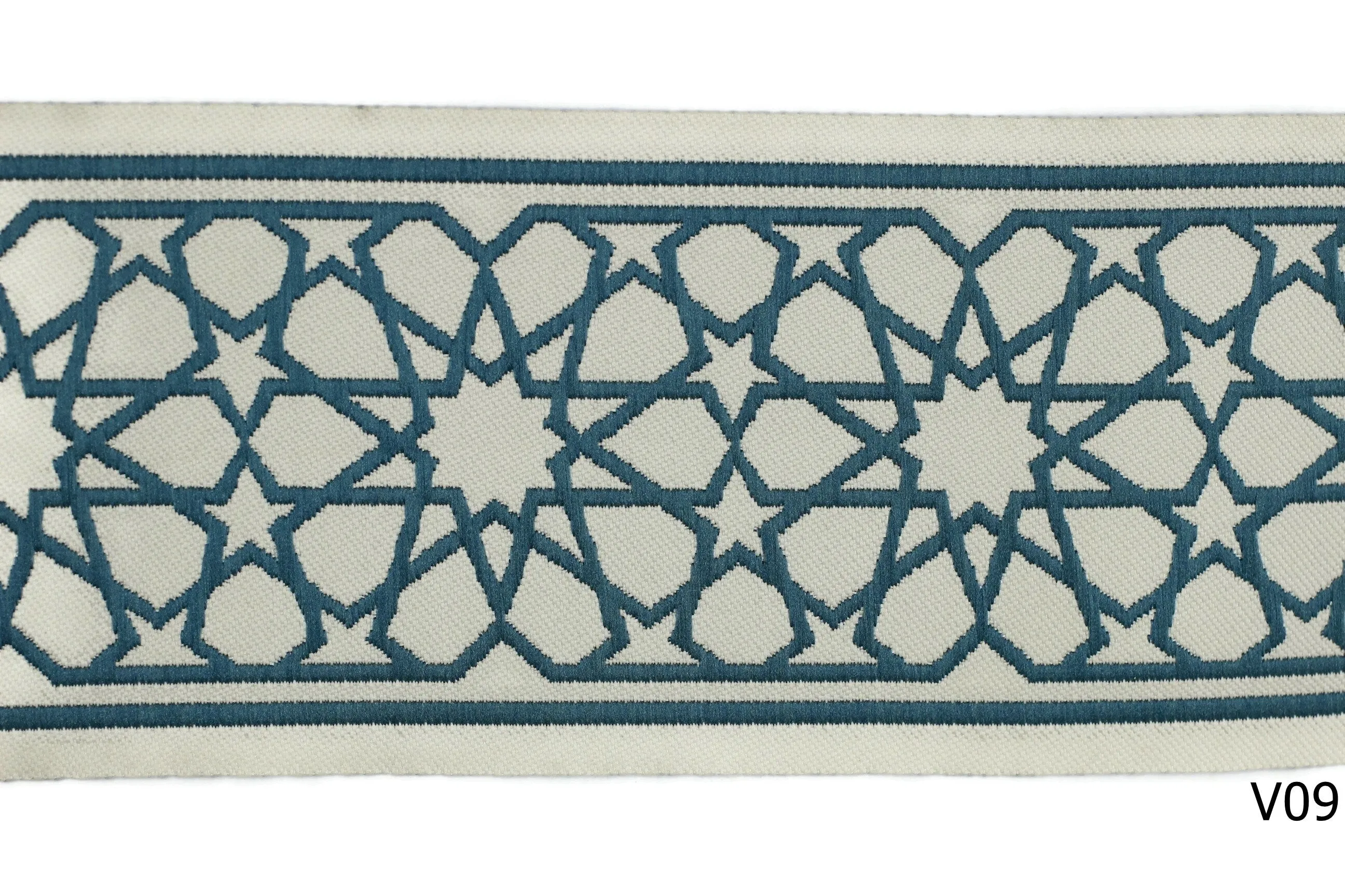 2.75" Andalusia Embroidered Drapery Trims, 70mm Jacquard Trims, Sewing Trim, Curtain trims, Jacquard Ribbons, Drapery Banding 70037