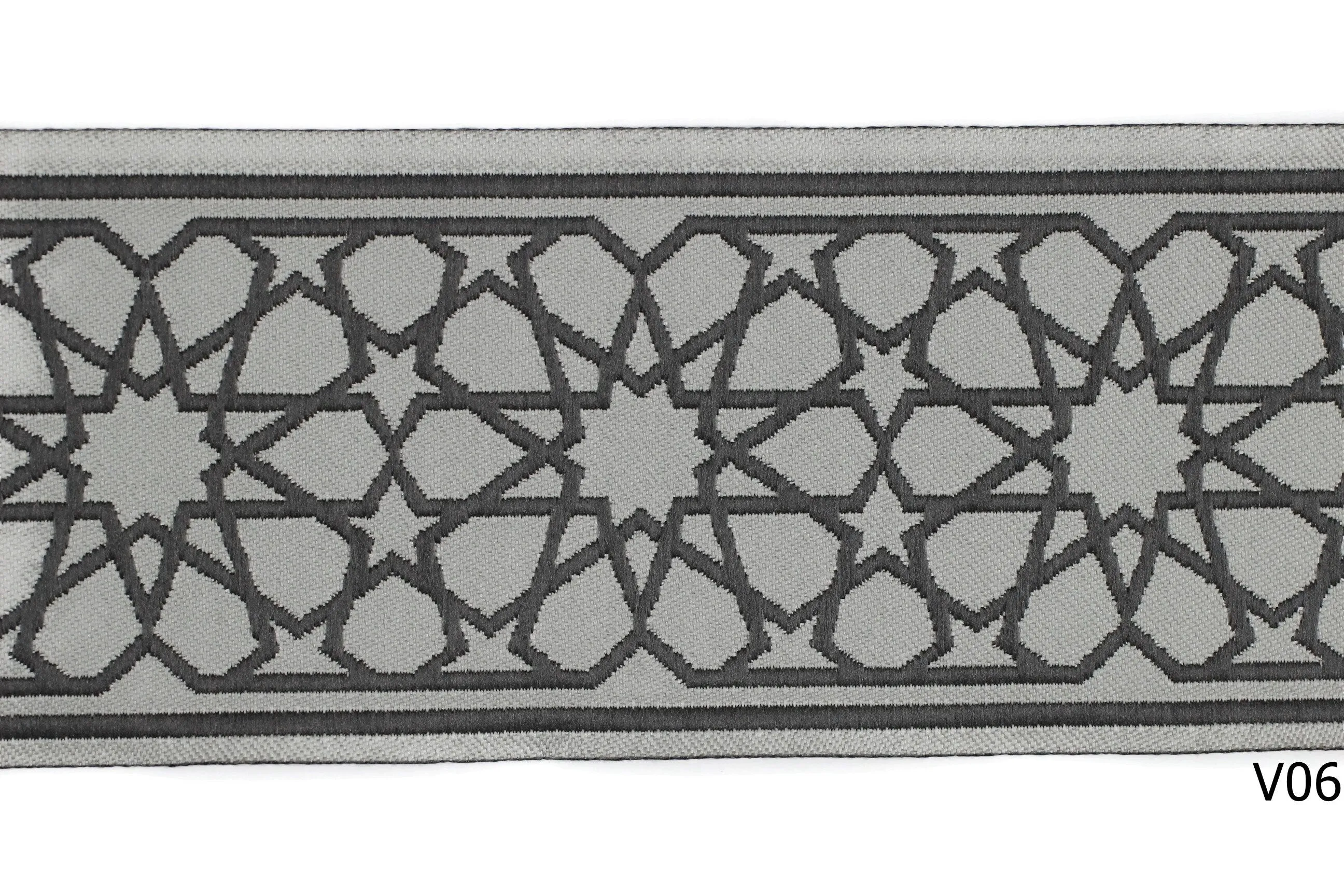 2.75" Andalusia Embroidered Drapery Trims, 70mm Jacquard Trims, Sewing Trim, Curtain trims, Jacquard Ribbons, Drapery Banding 70037
