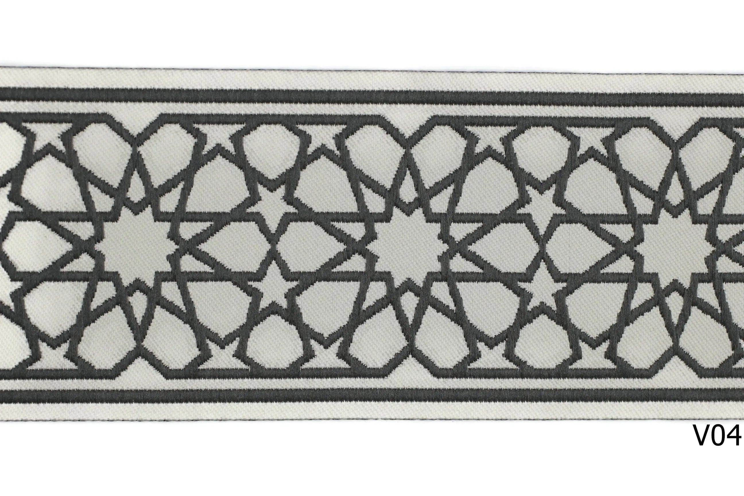 2.75" Andalusia Embroidered Drapery Trims, 70mm Jacquard Trims, Sewing Trim, Curtain trims, Jacquard Ribbons, Drapery Banding 70037