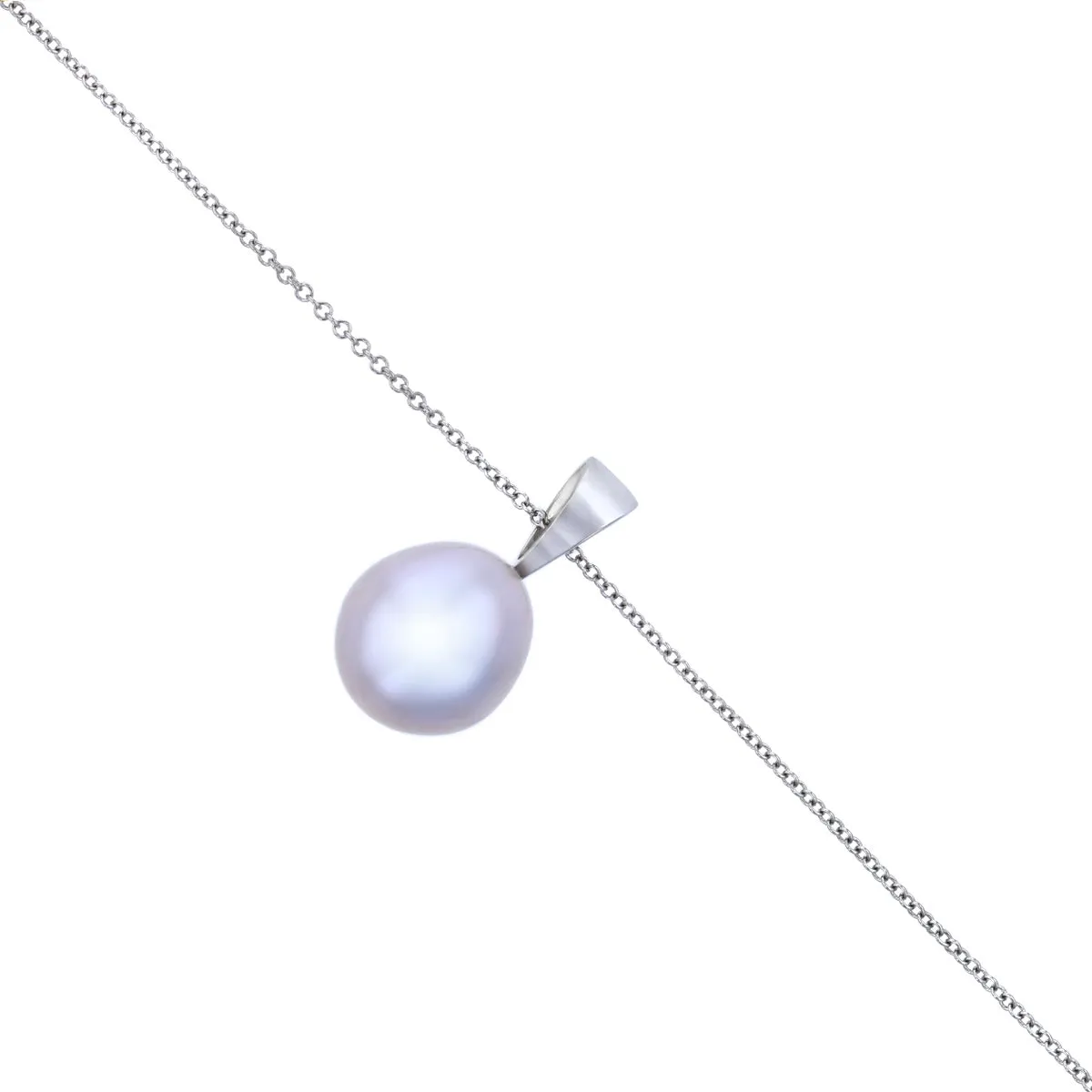 9mm Grey Teardrop Cultured River Pearl Pendant on 18" Chain | 9K White Gold