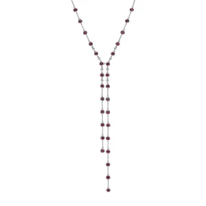 Aaliyah 14K White Gold Round-Cut Hot Pink Mozambique Ruby Necklaces