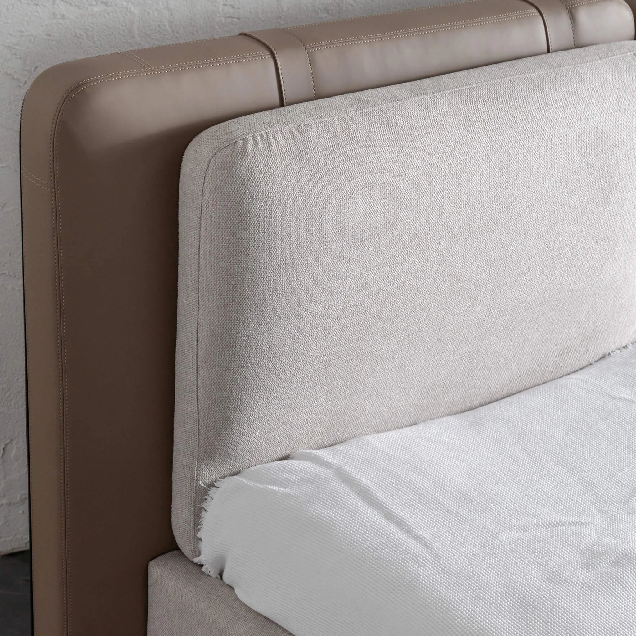 ALBARO BED FRAME  |  BEIGE ROYAL   TOBACCO TAN VEGAN LEATHER