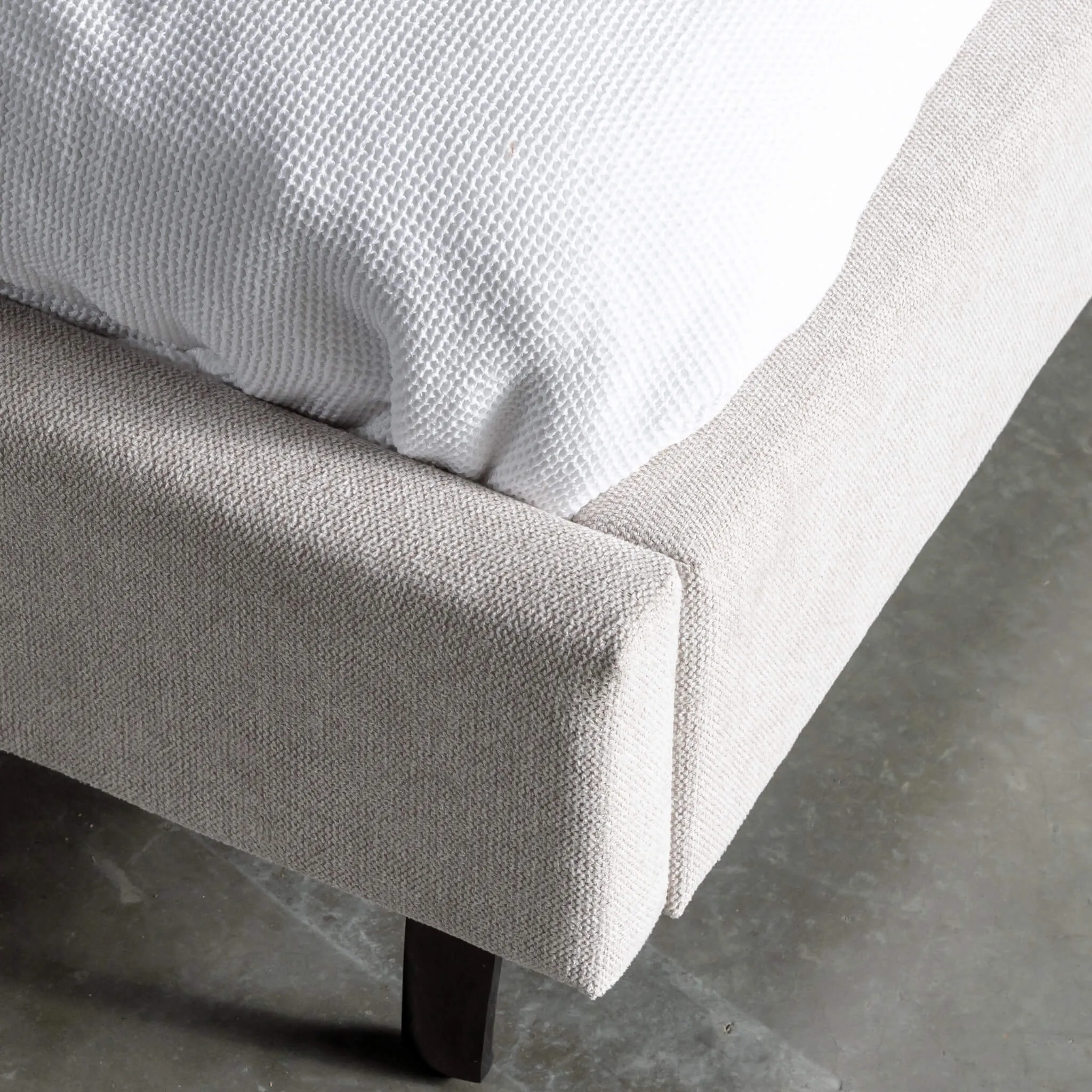 ALBARO BED FRAME  |  BEIGE ROYAL   TOBACCO TAN VEGAN LEATHER