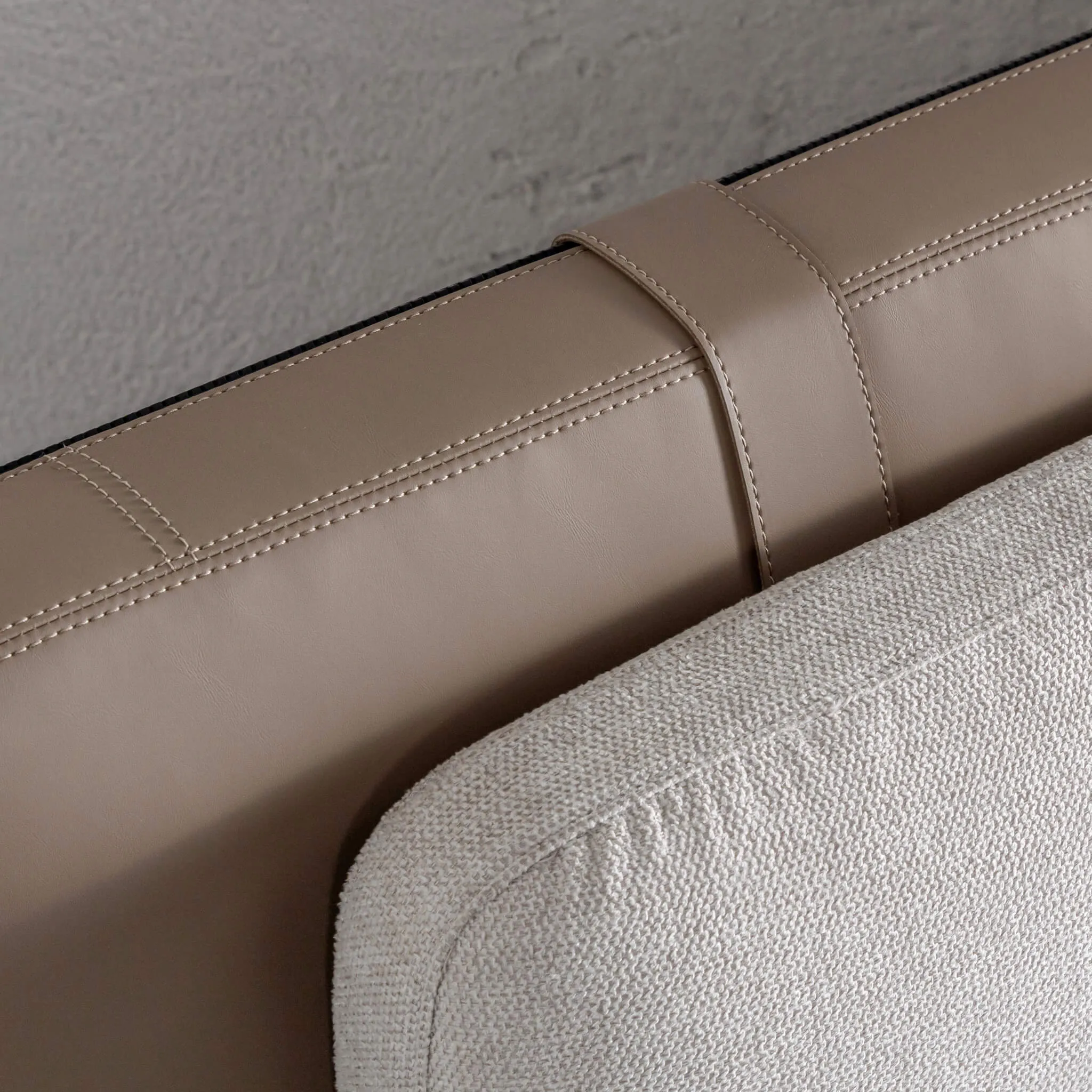 ALBARO BED FRAME  |  BEIGE ROYAL   TOBACCO TAN VEGAN LEATHER