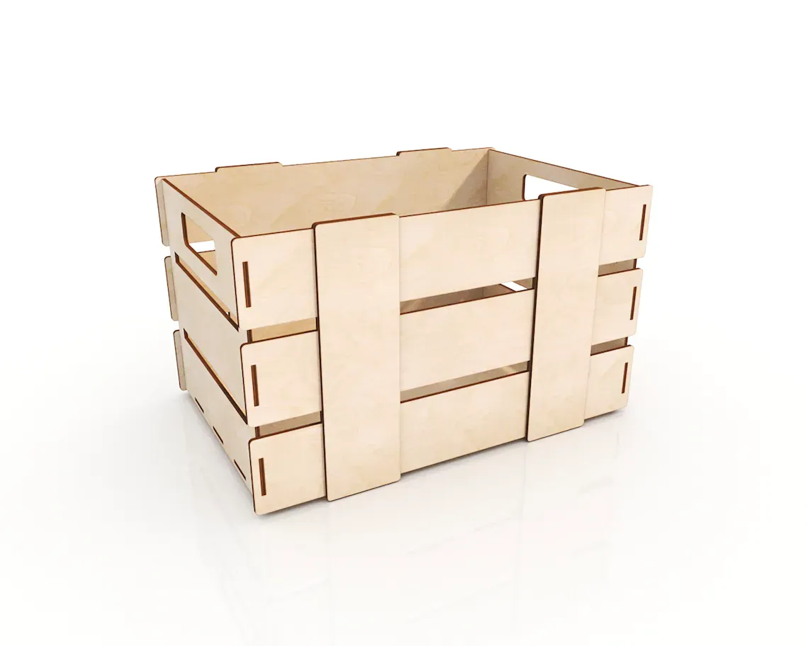 AmericanElm Rectangluar Open wooden Box for Wooden Crate/Basket | Wooden Tray | Wooden Storage Multipurpose | Crate with Handles (Small)