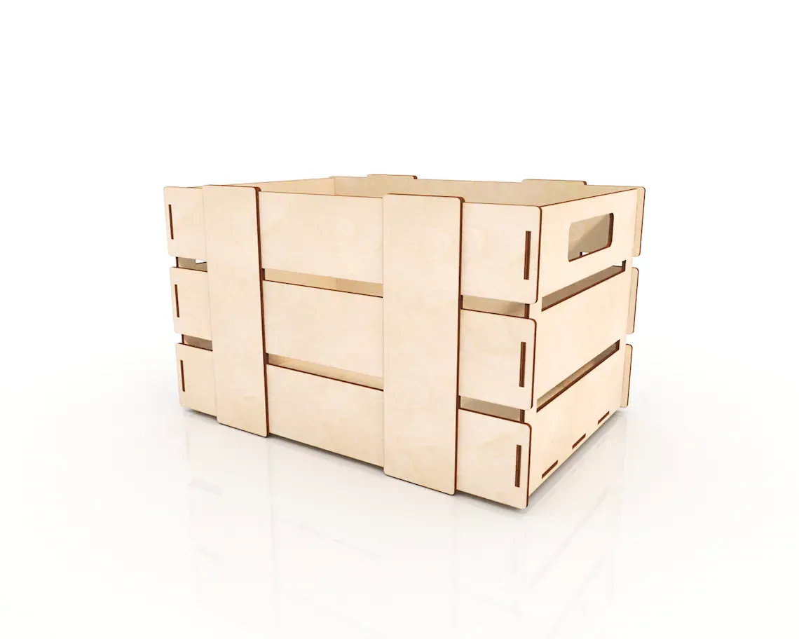 AmericanElm Rectangluar Open wooden Box for Wooden Crate/Basket | Wooden Tray | Wooden Storage Multipurpose | Crate with Handles (Small)