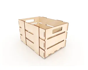 AmericanElm Rectangluar Open wooden Box for Wooden Crate/Basket | Wooden Tray | Wooden Storage Multipurpose | Crate with Handles (Small)