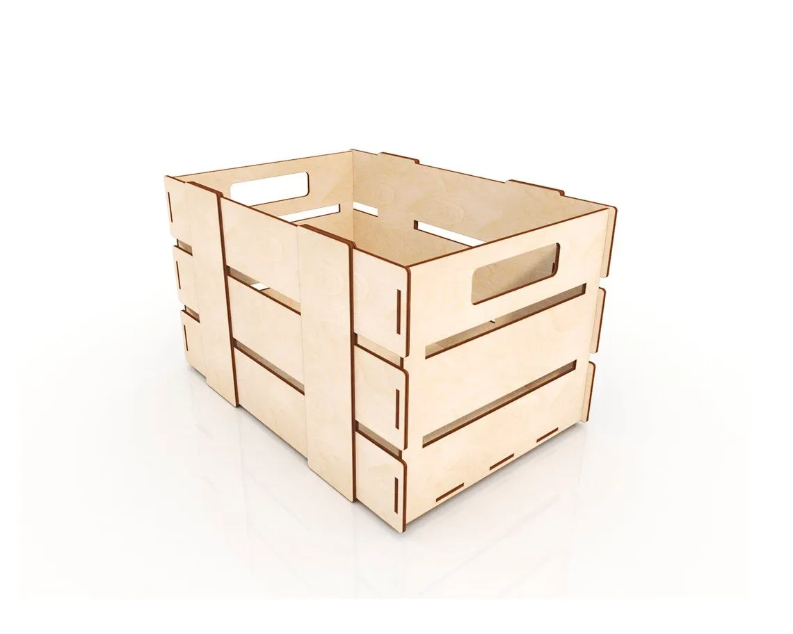 AmericanElm Rectangluar Open wooden Box for Wooden Crate/Basket | Wooden Tray | Wooden Storage Multipurpose | Crate with Handles (Small)