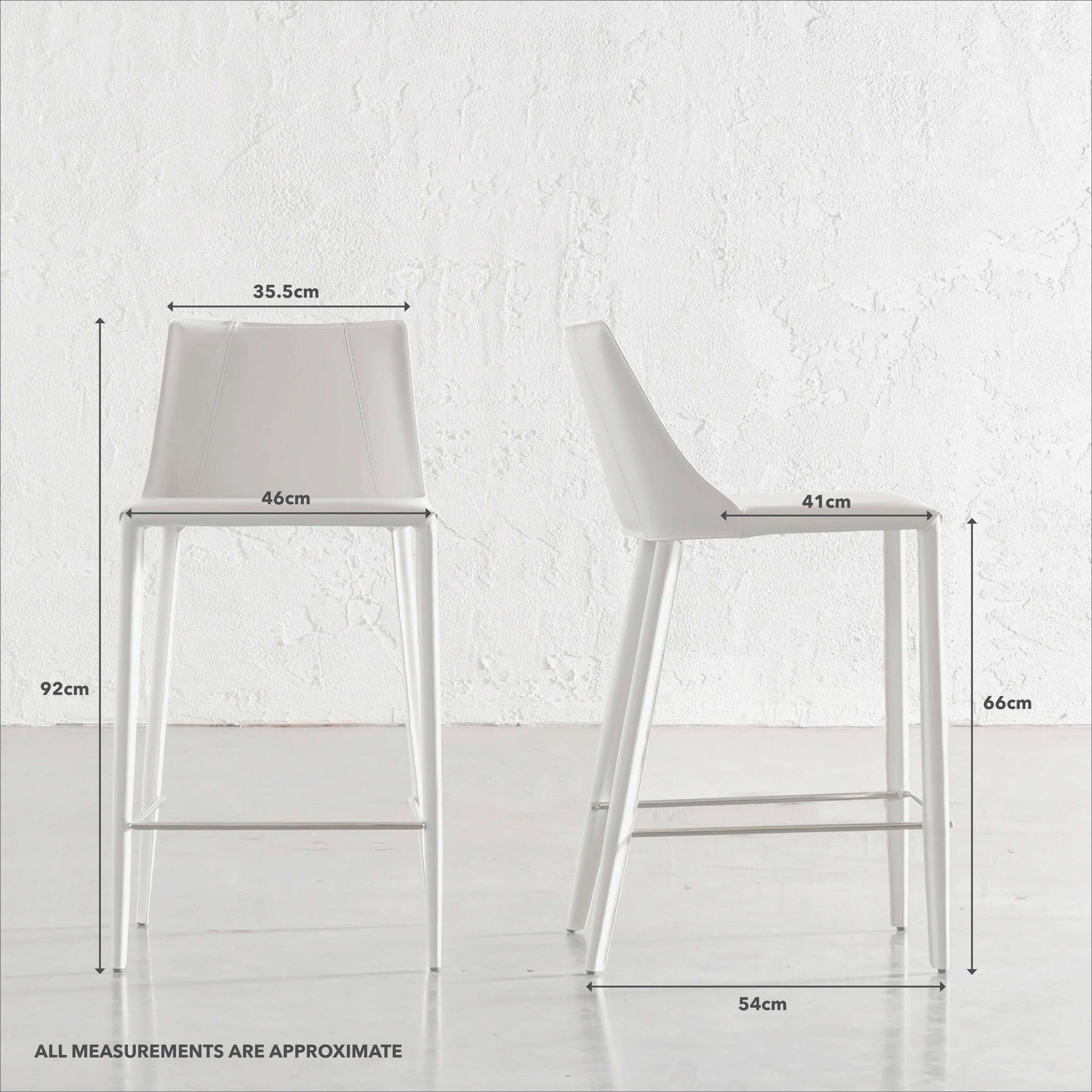 AMES MID CENTURY VEGAN LEATHER BAR CHAIR  |  LIMED WHITE
