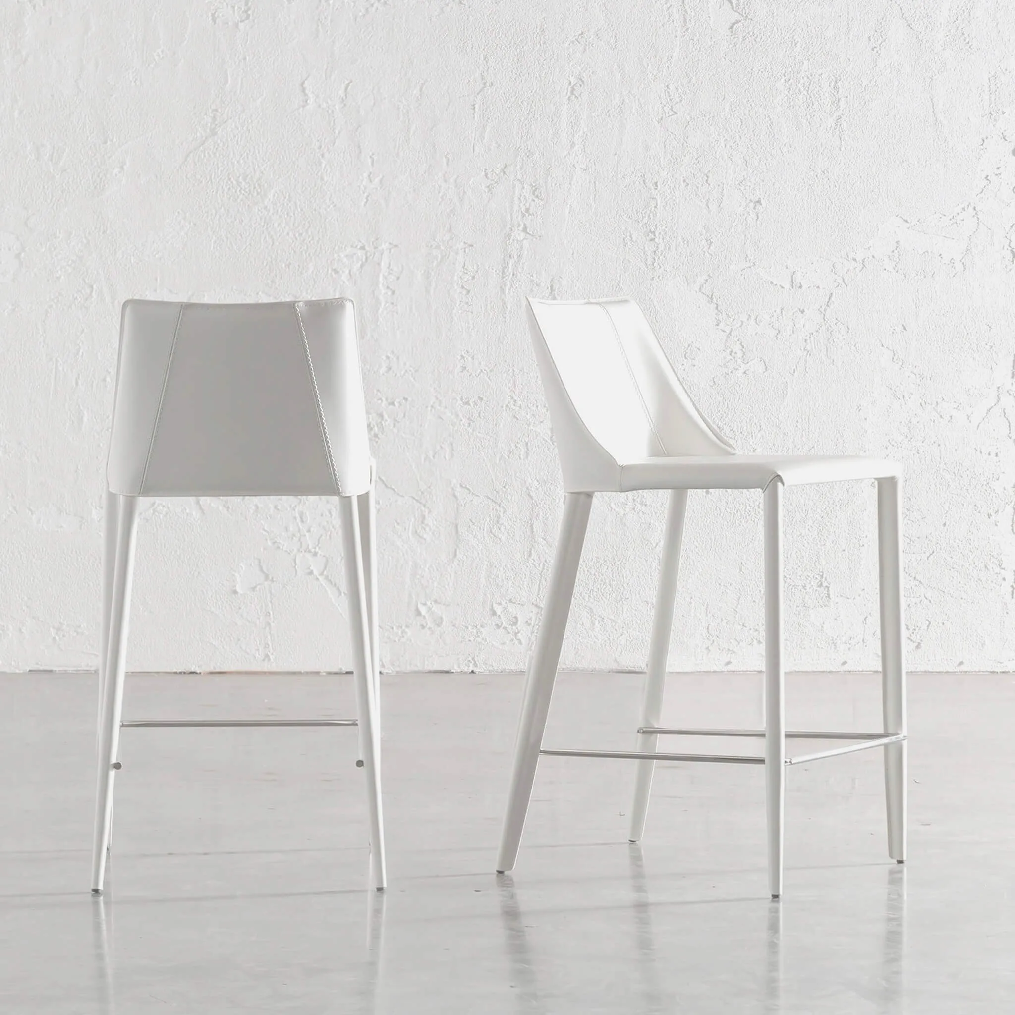 AMES MID CENTURY VEGAN LEATHER BAR CHAIR  |  LIMED WHITE