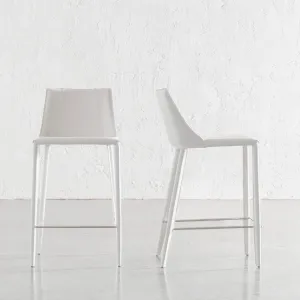 AMES MID CENTURY VEGAN LEATHER BAR CHAIR  |  LIMED WHITE