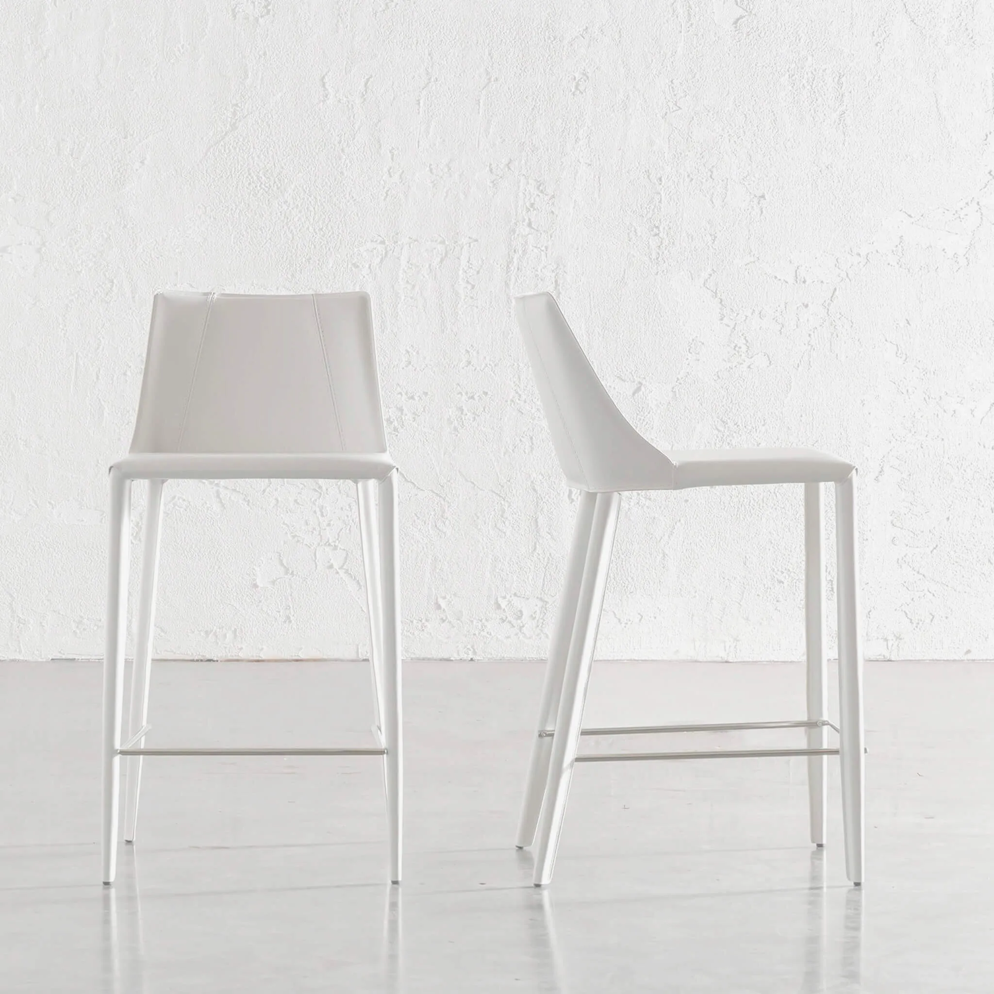 AMES MID CENTURY VEGAN LEATHER BAR CHAIR  |  LIMED WHITE