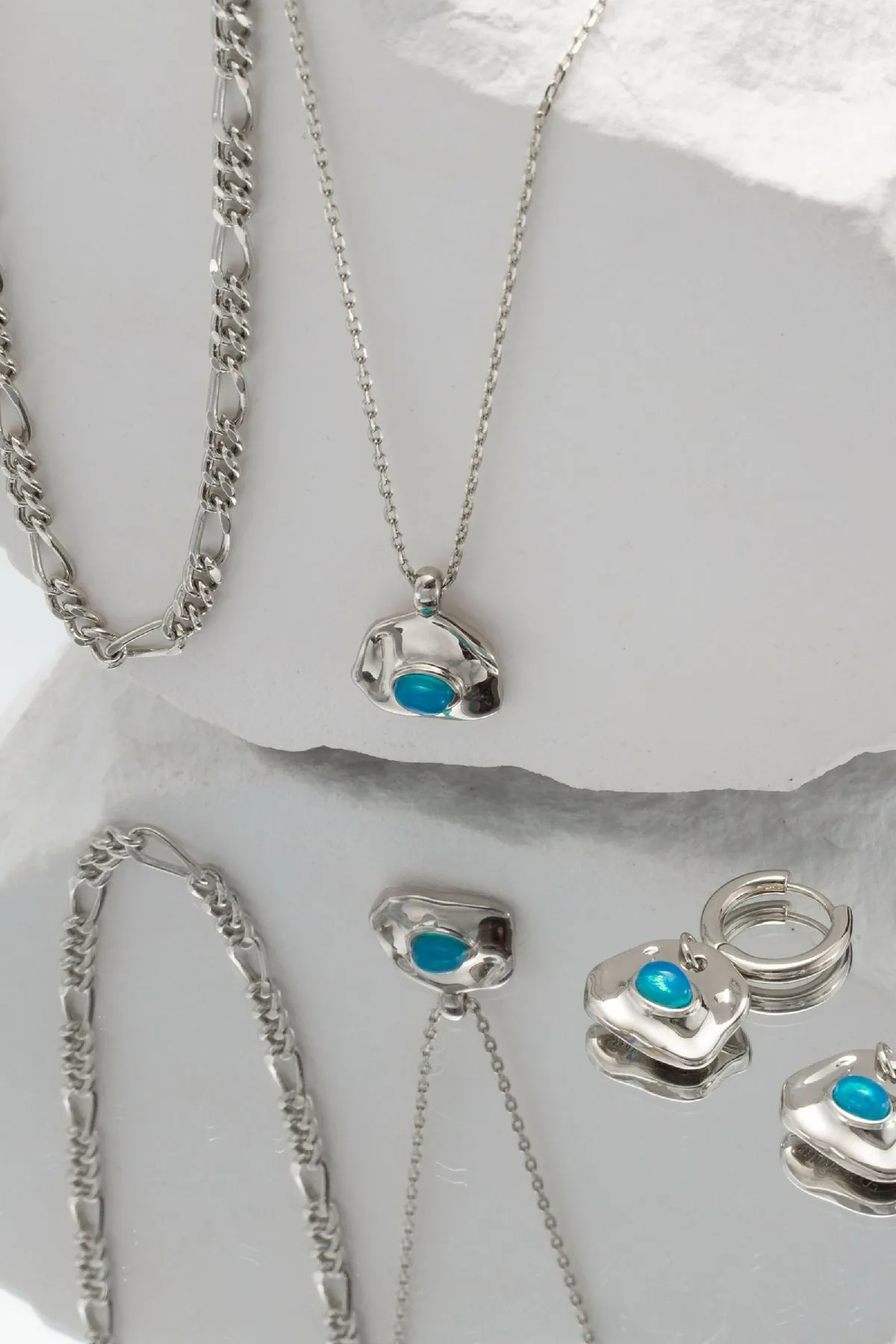 Aria Silver Necklace Layer - Sky Blue