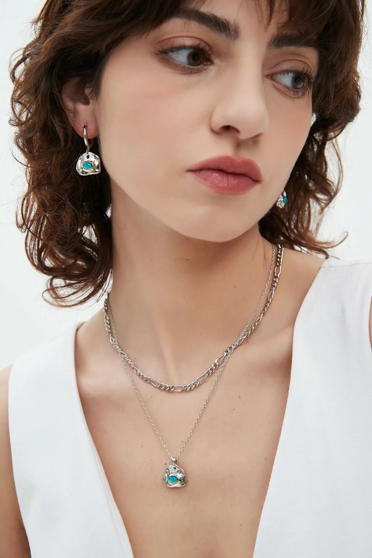 Aria Silver Necklace Layer - Sky Blue