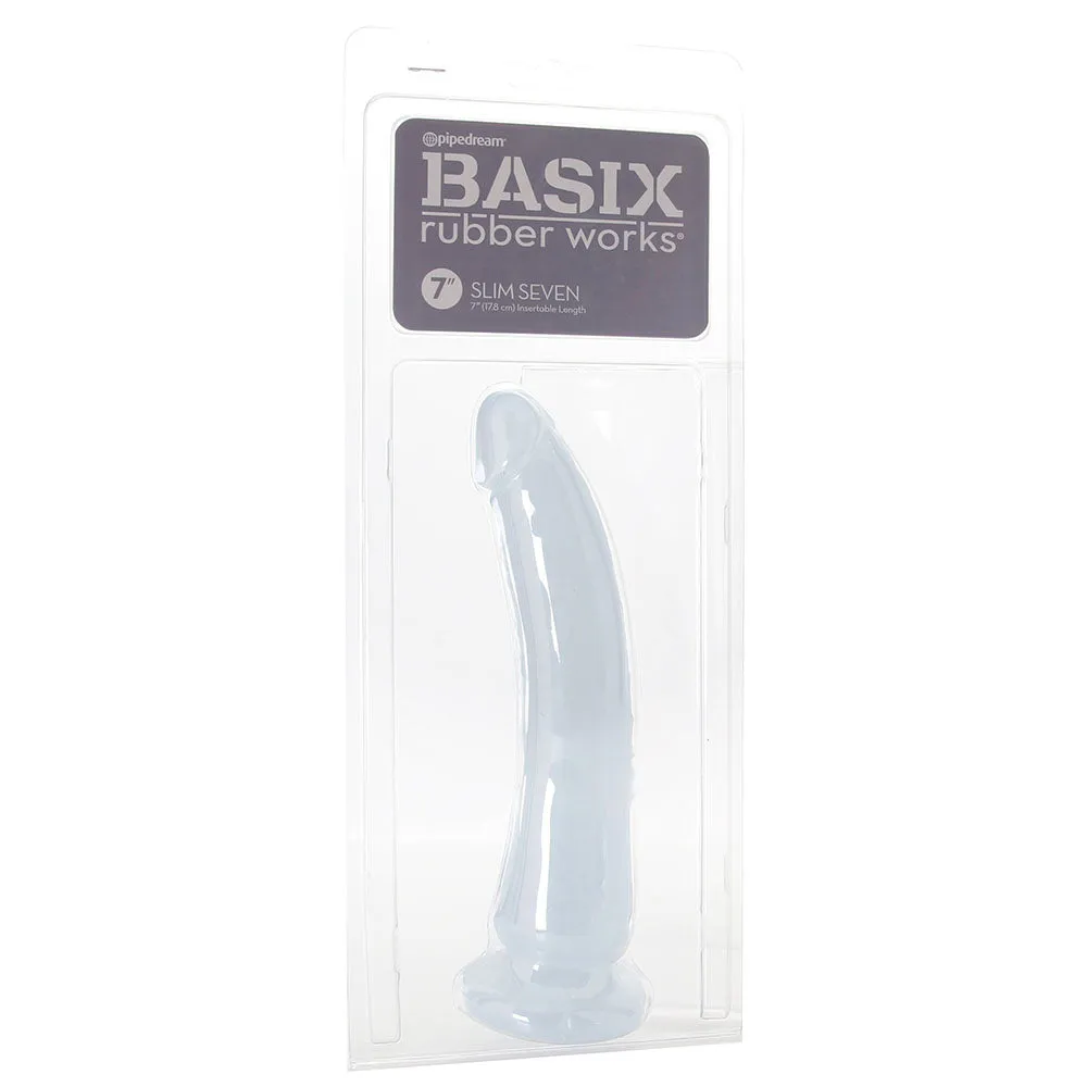 Basix Slim 7 Inch Dildo in Clear