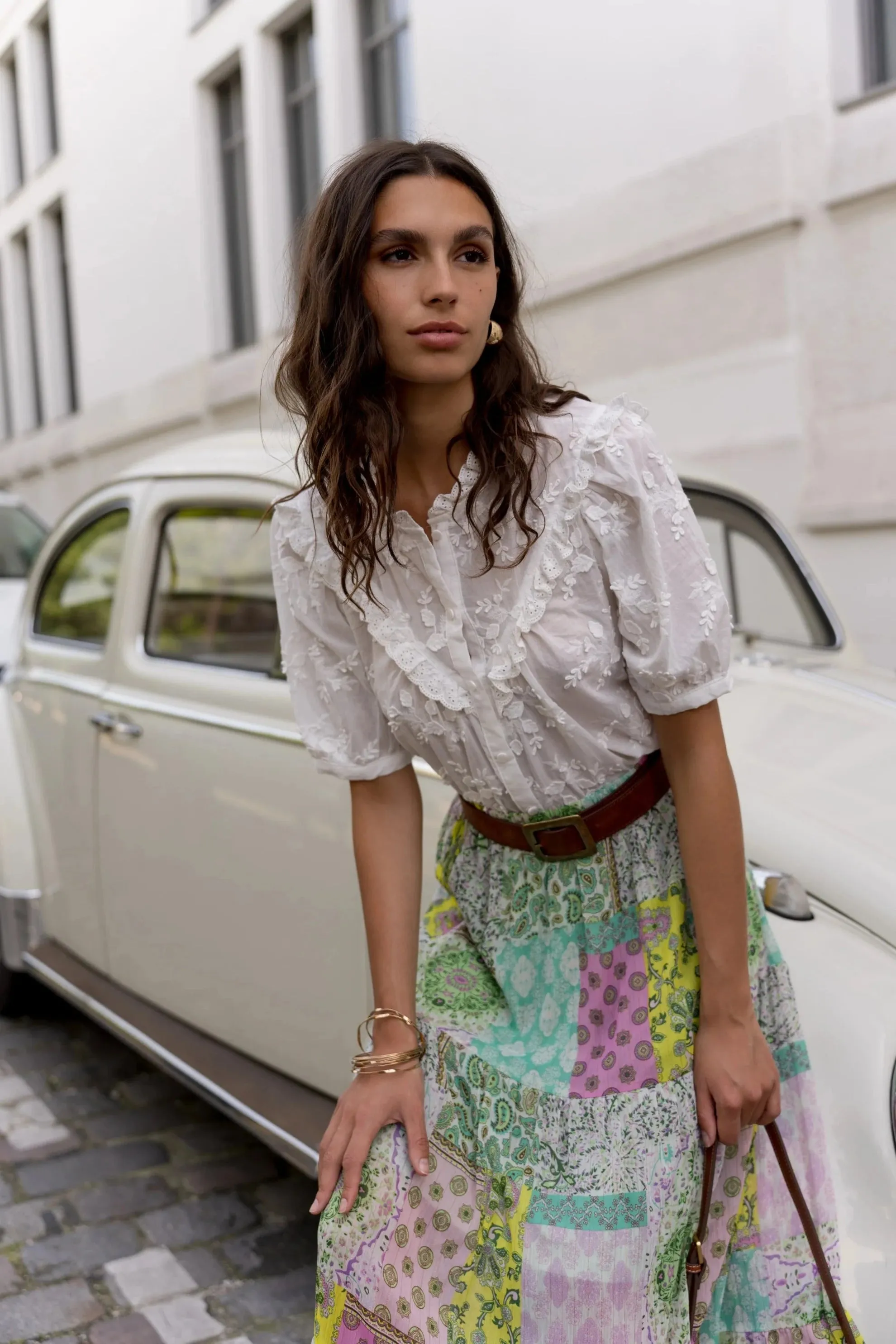 Benedicte White Floral Embroidered Blouse