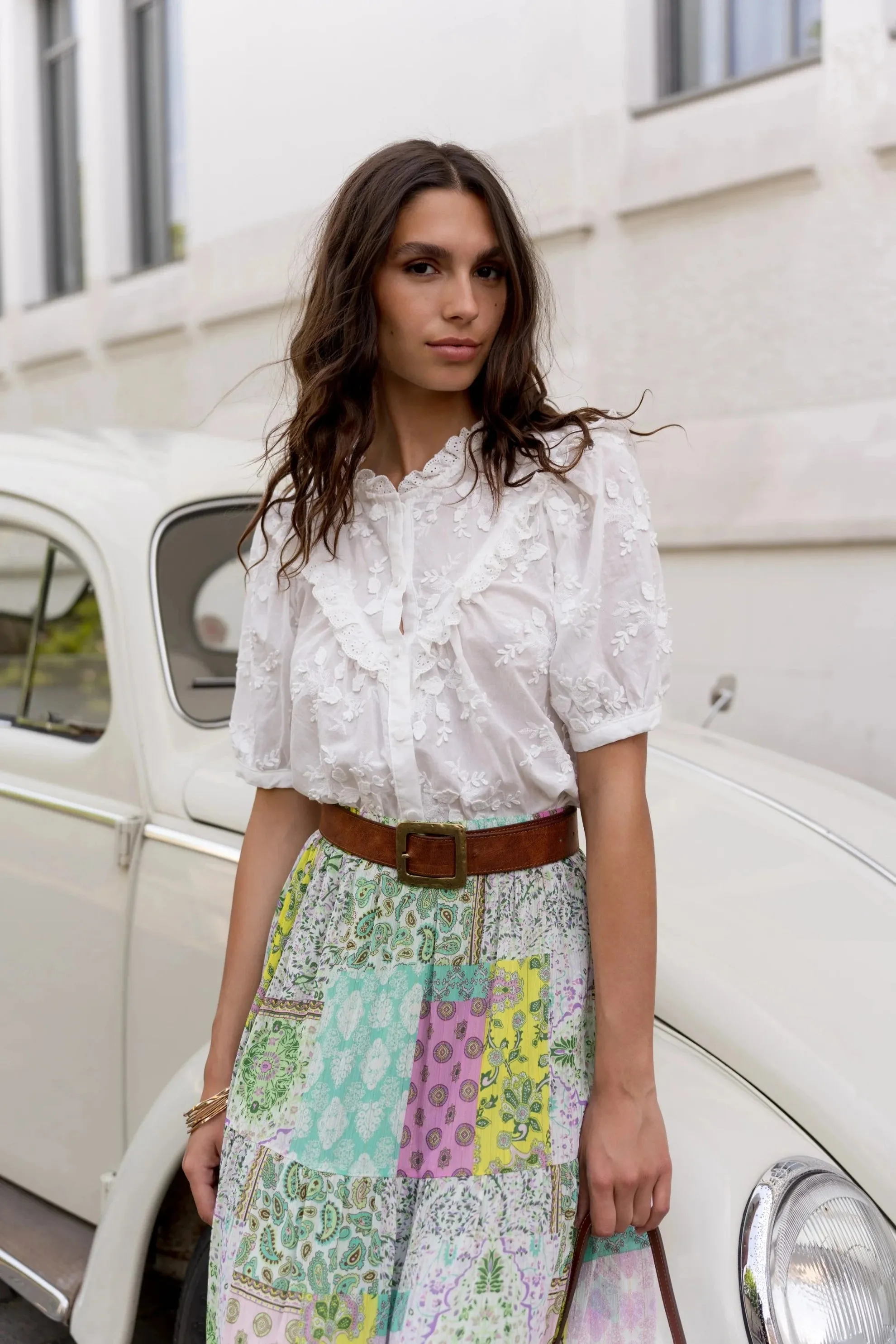 Benedicte White Floral Embroidered Blouse