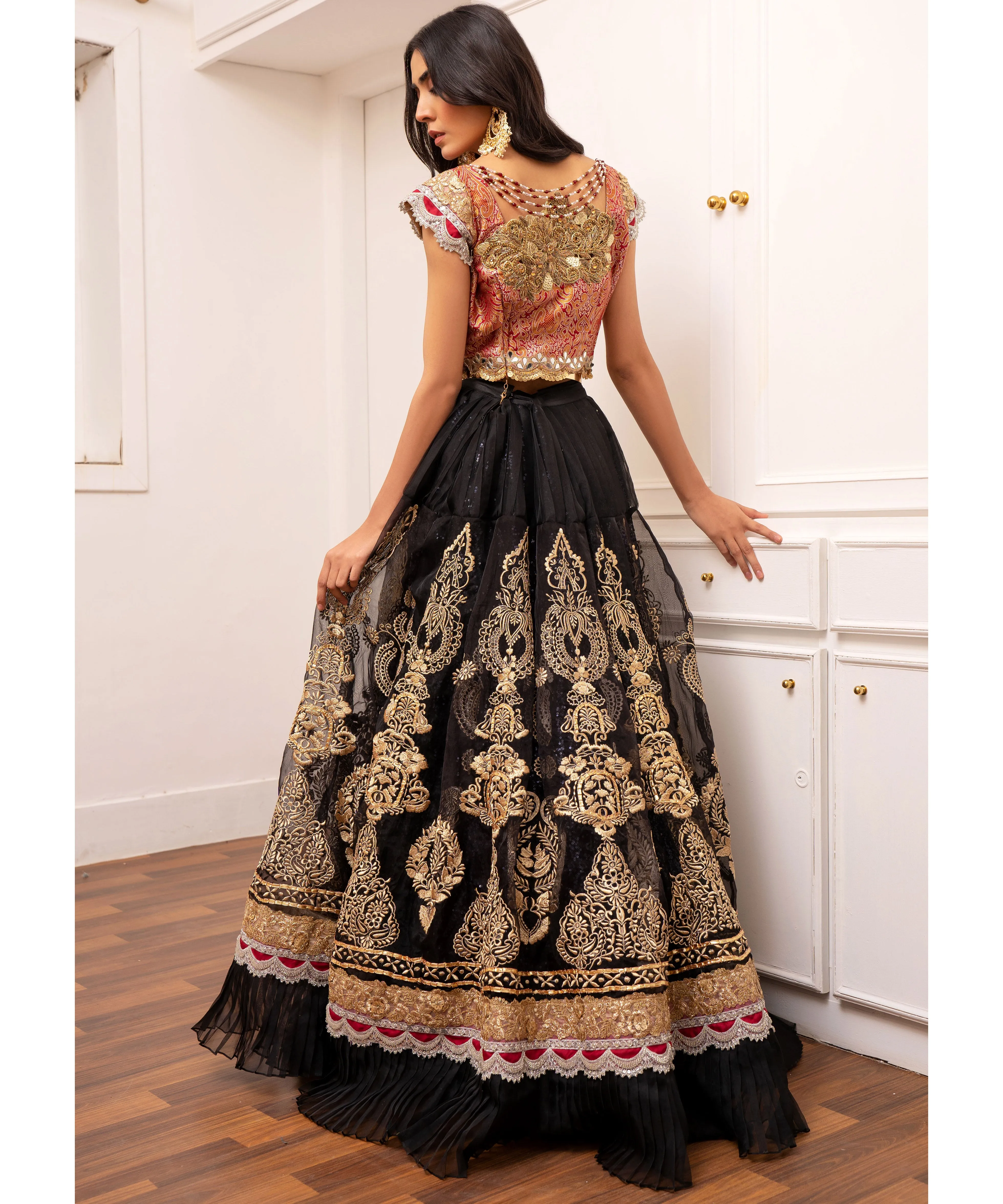 Black Embroidered Organza Fabric Lehenga Choli
