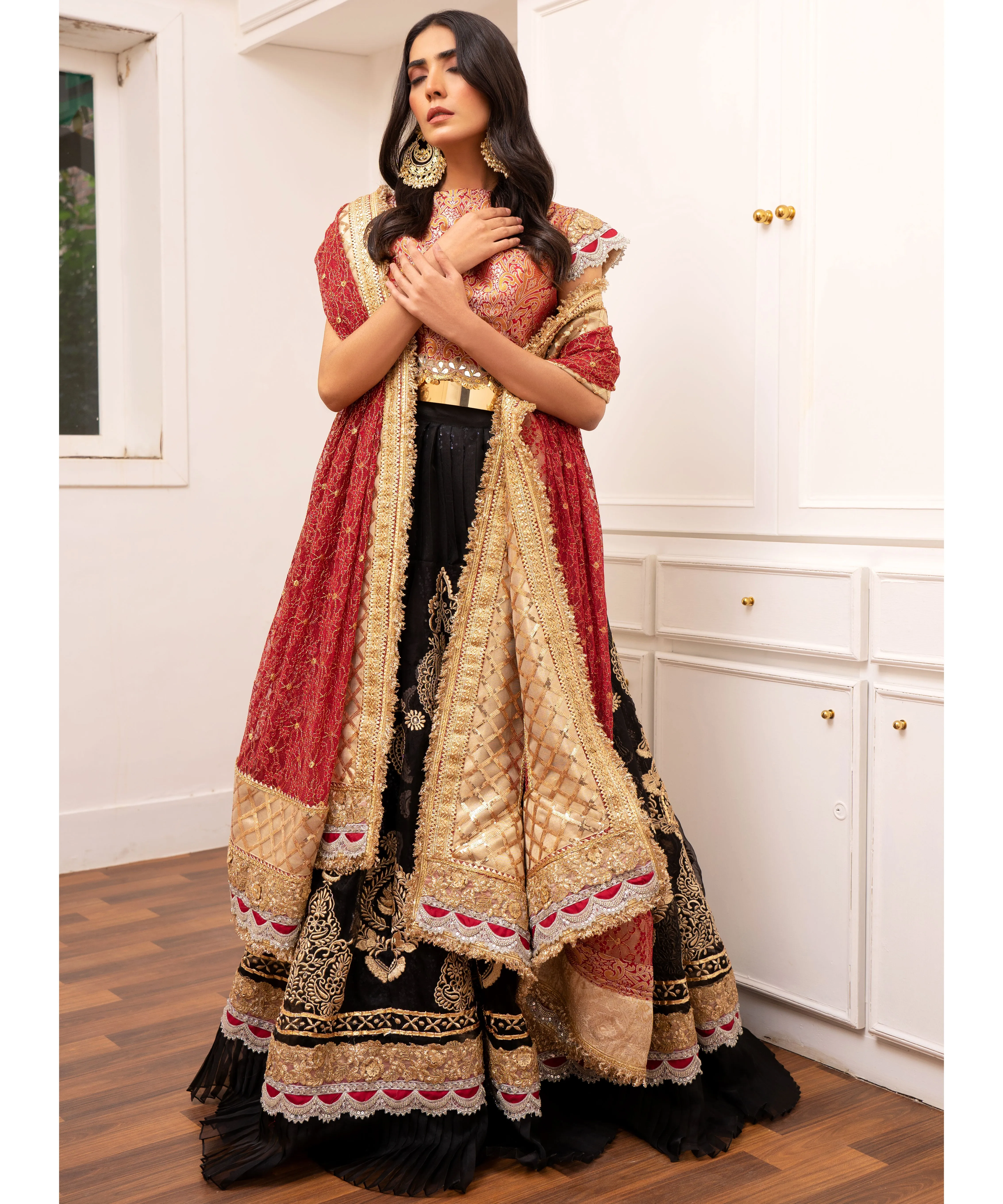 Black Embroidered Organza Fabric Lehenga Choli