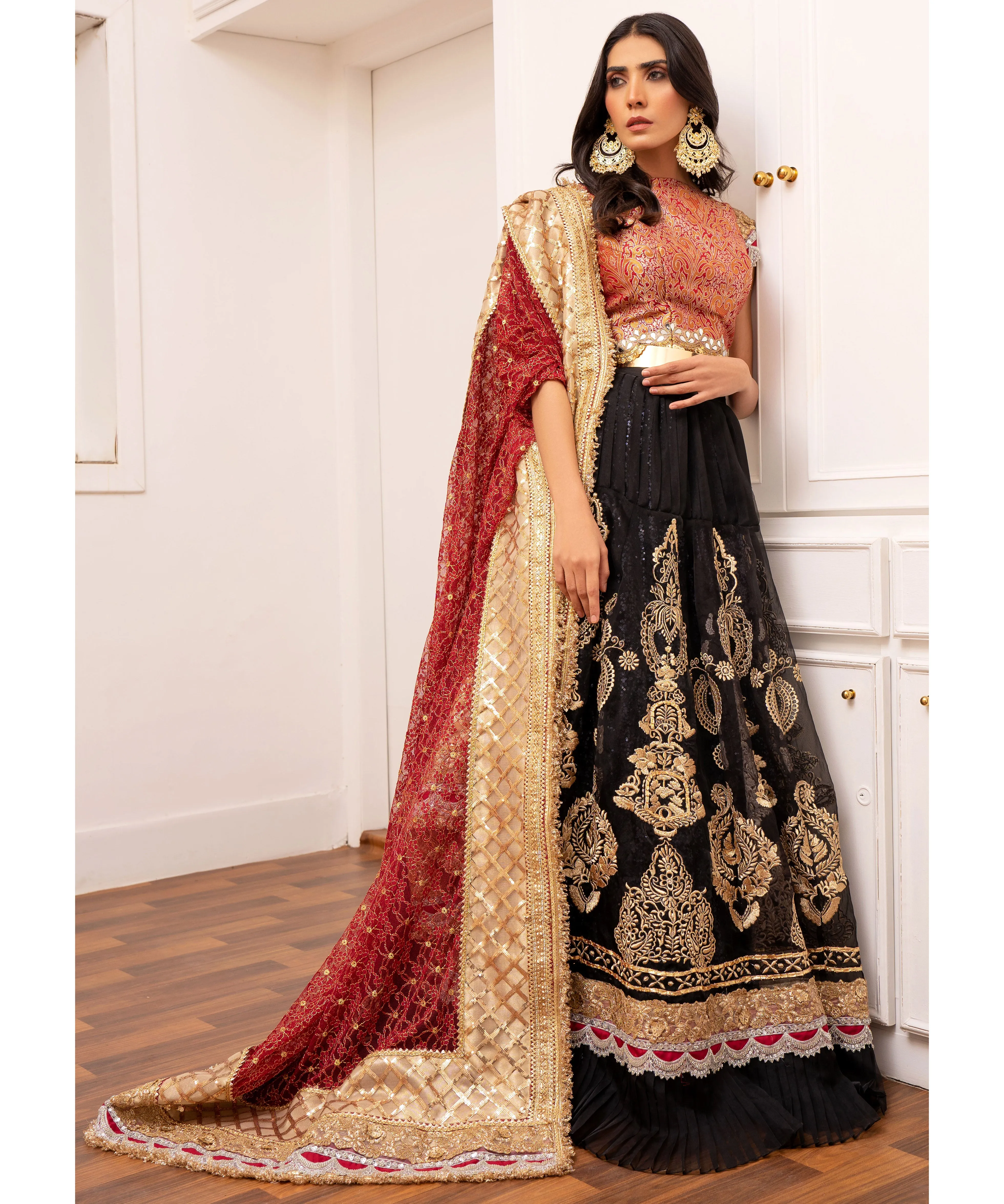 Black Embroidered Organza Fabric Lehenga Choli
