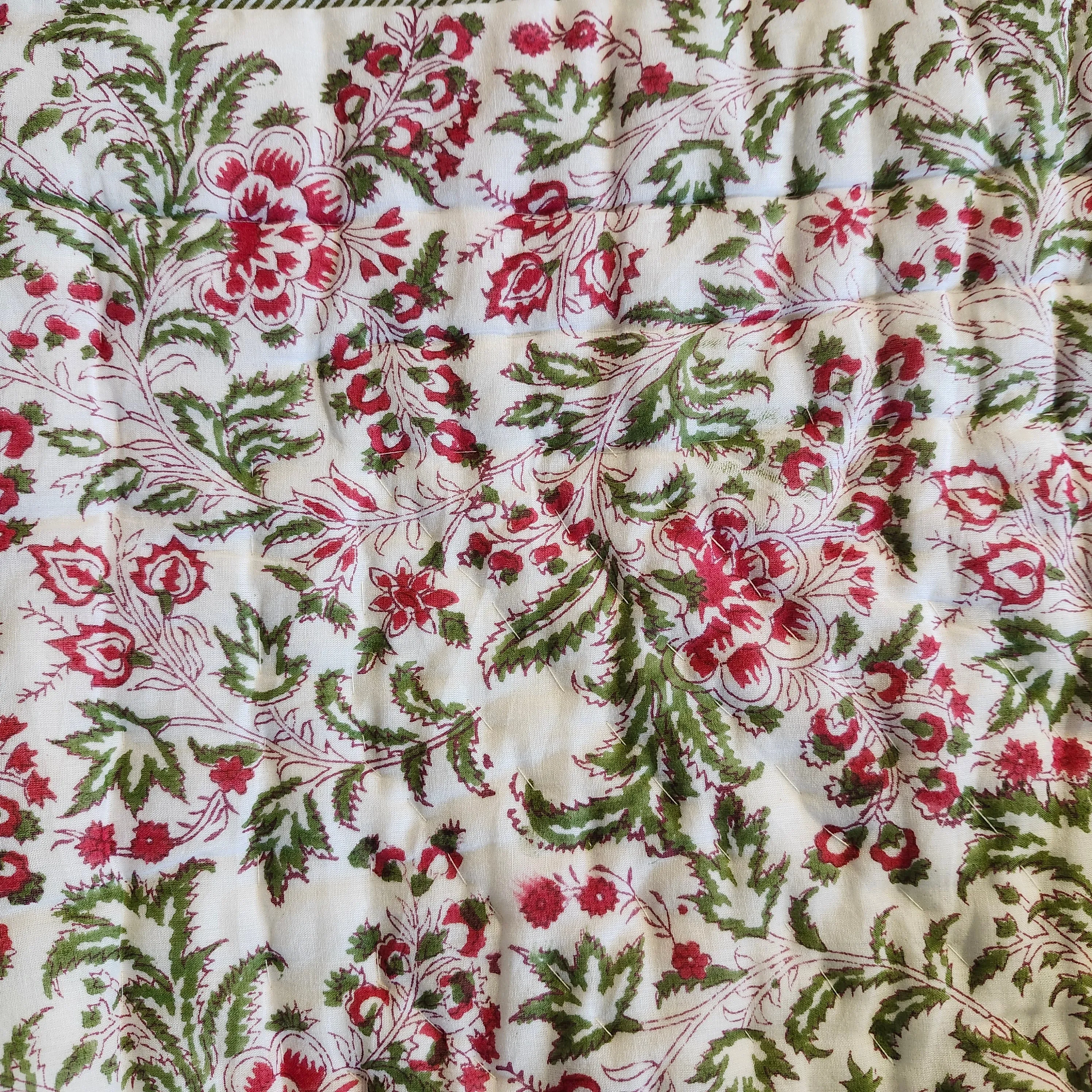Block Print Quilt Single Botanical/Poppy