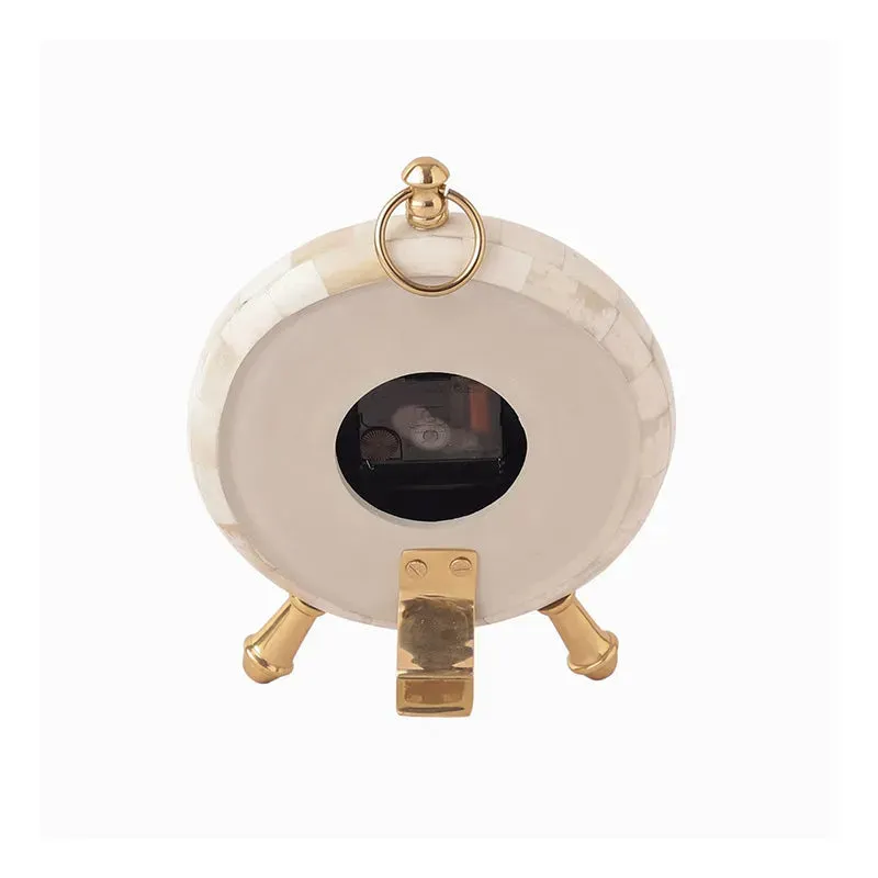 Bone Framed Table Clock | 8 x 3 inches