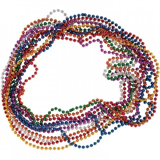 Bulk Assorted Metallic 6mm Bead Necklaces Party Favor (144 pieces)