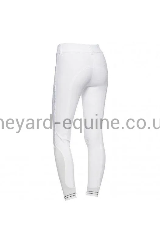 Cavalleria Toscana Breeches - Elegant Embroidery Breeches High Waist Knee Grip WHITE