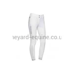 Cavalleria Toscana Breeches - Elegant Embroidery Breeches High Waist Knee Grip WHITE