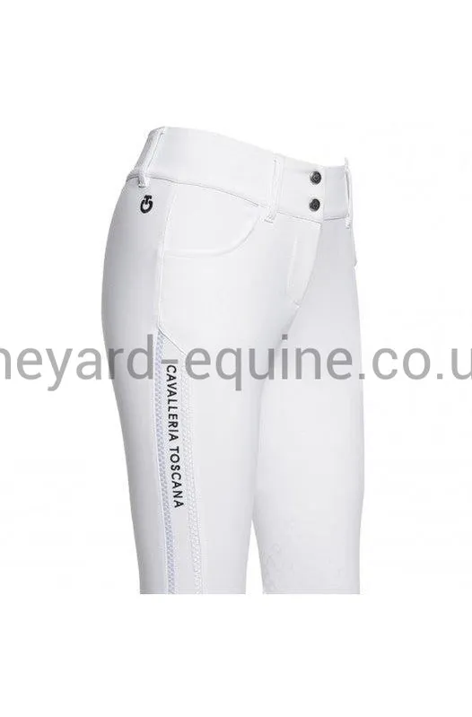 Cavalleria Toscana Breeches - Elegant Embroidery Breeches High Waist Knee Grip WHITE