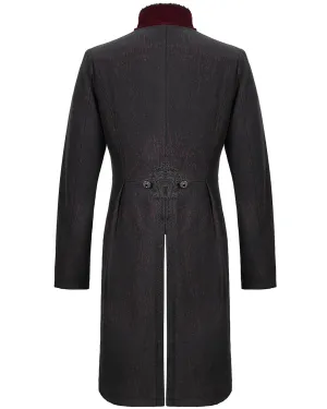 Devil Fashion Arterial Spray Mens Gothic Tailcoat Jacket - Black & Red