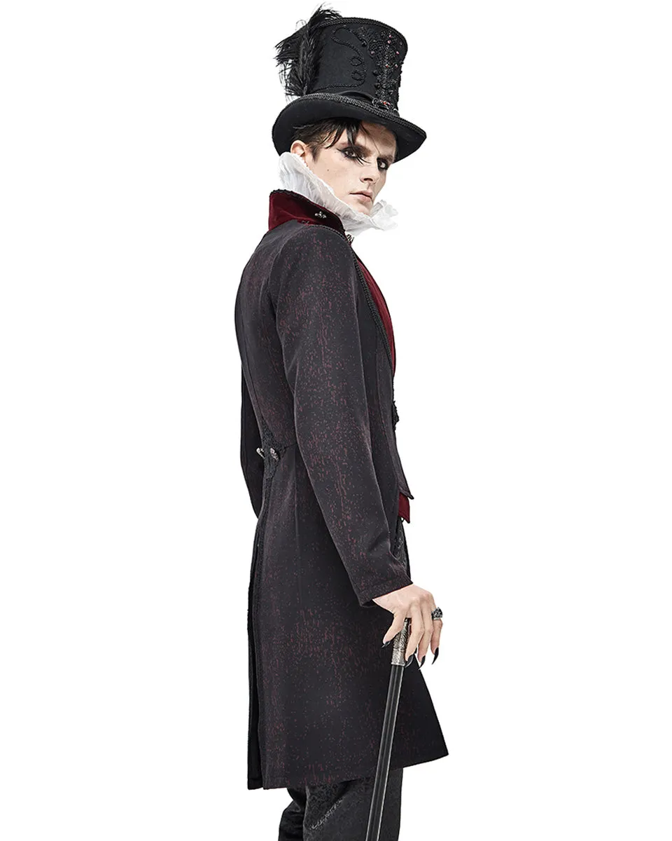 Devil Fashion Arterial Spray Mens Gothic Tailcoat Jacket - Black & Red