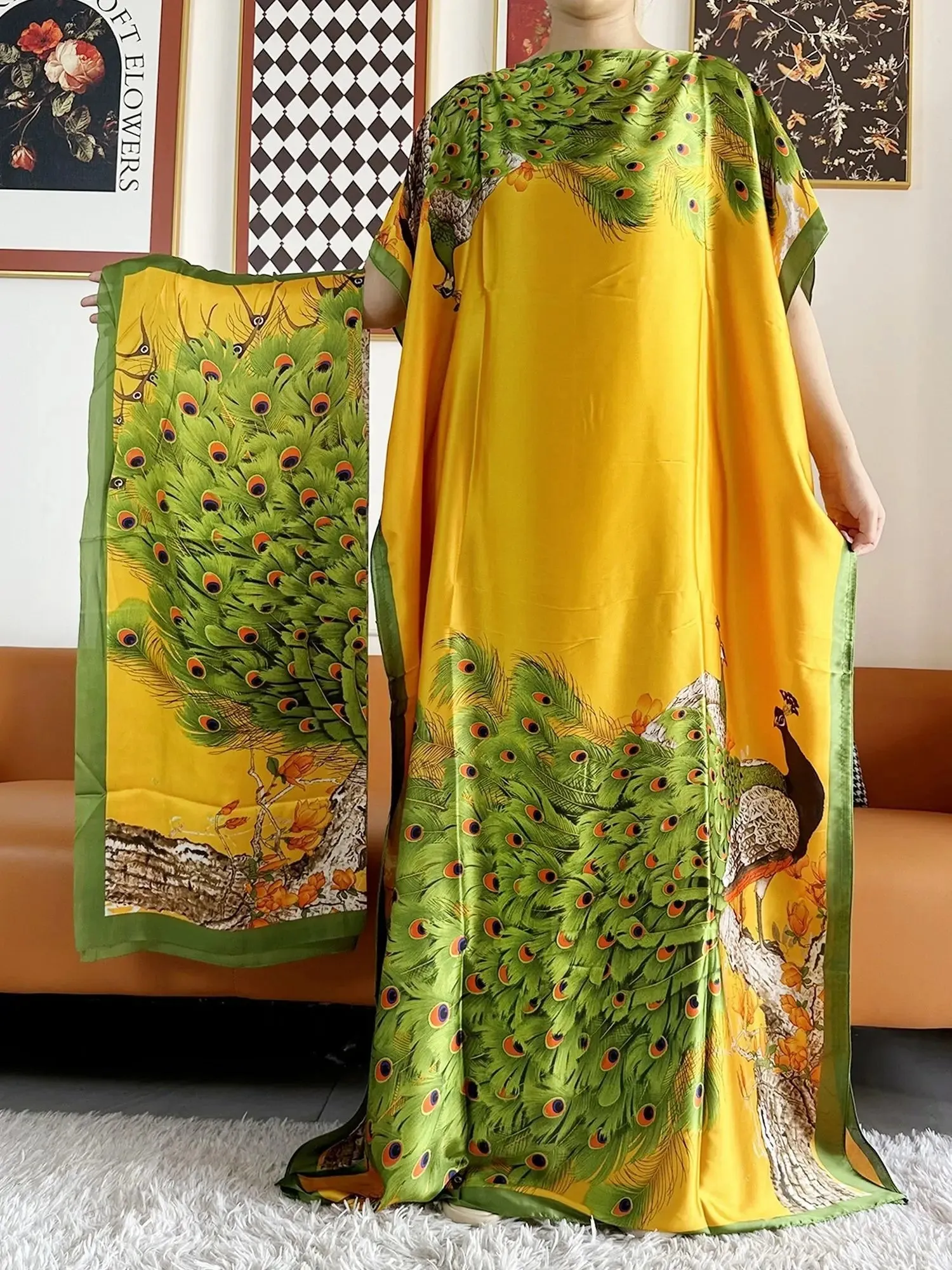Elegant Printed Abayas: Soft, Loose-Fit Robes with Matching Scarves for Modern Muslim Women's Summer Fashion