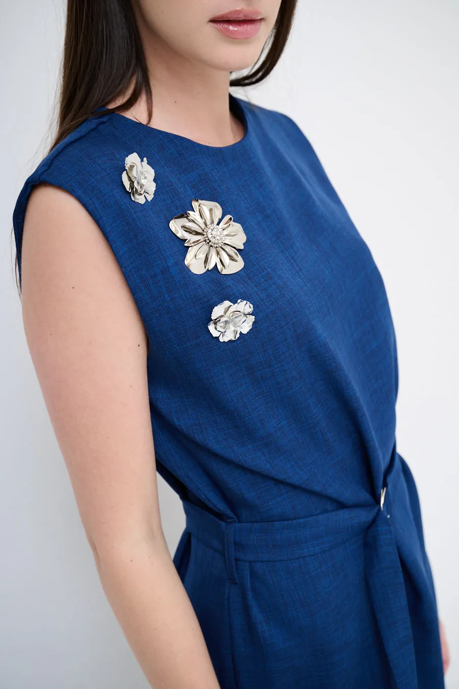Embellished belted midi dress wholesale