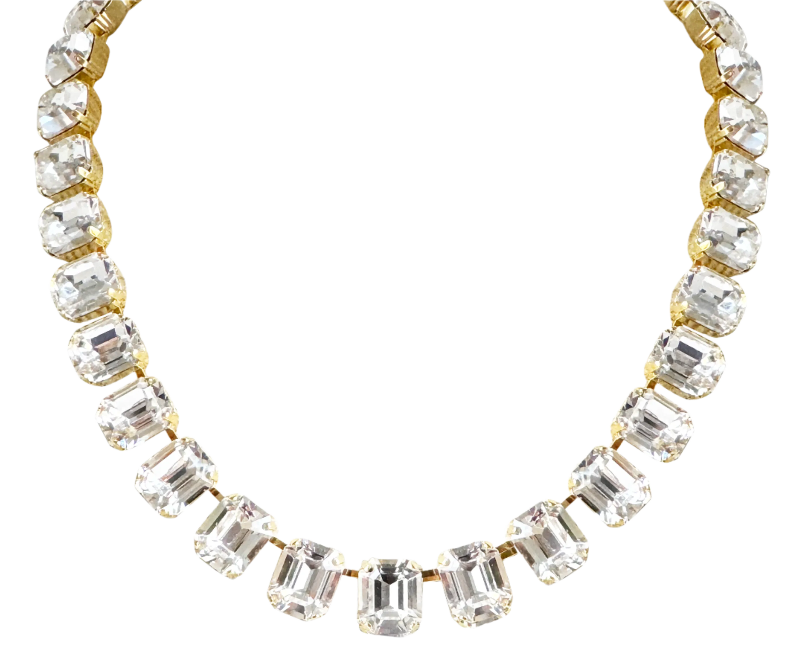 Emerald Cut Diamond Crystal Necklace