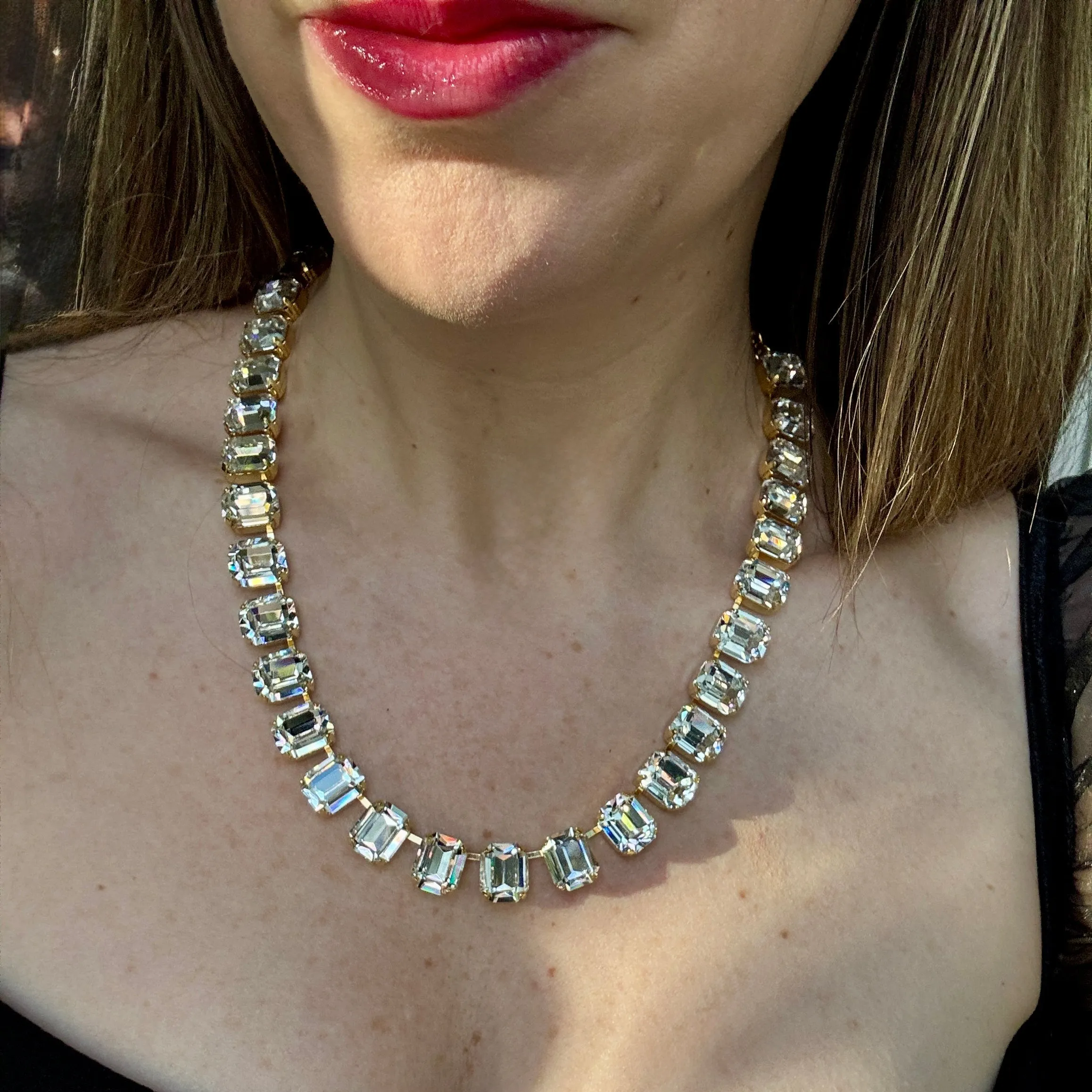 Emerald Cut Diamond Crystal Necklace