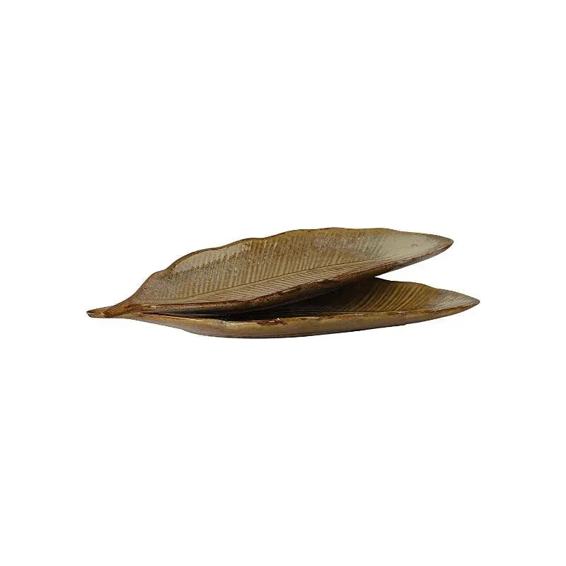 Exotic Glazed Leaf Platter | Set of 2