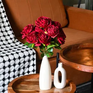 Faux Everlasting Rose Flower Bunch - Red