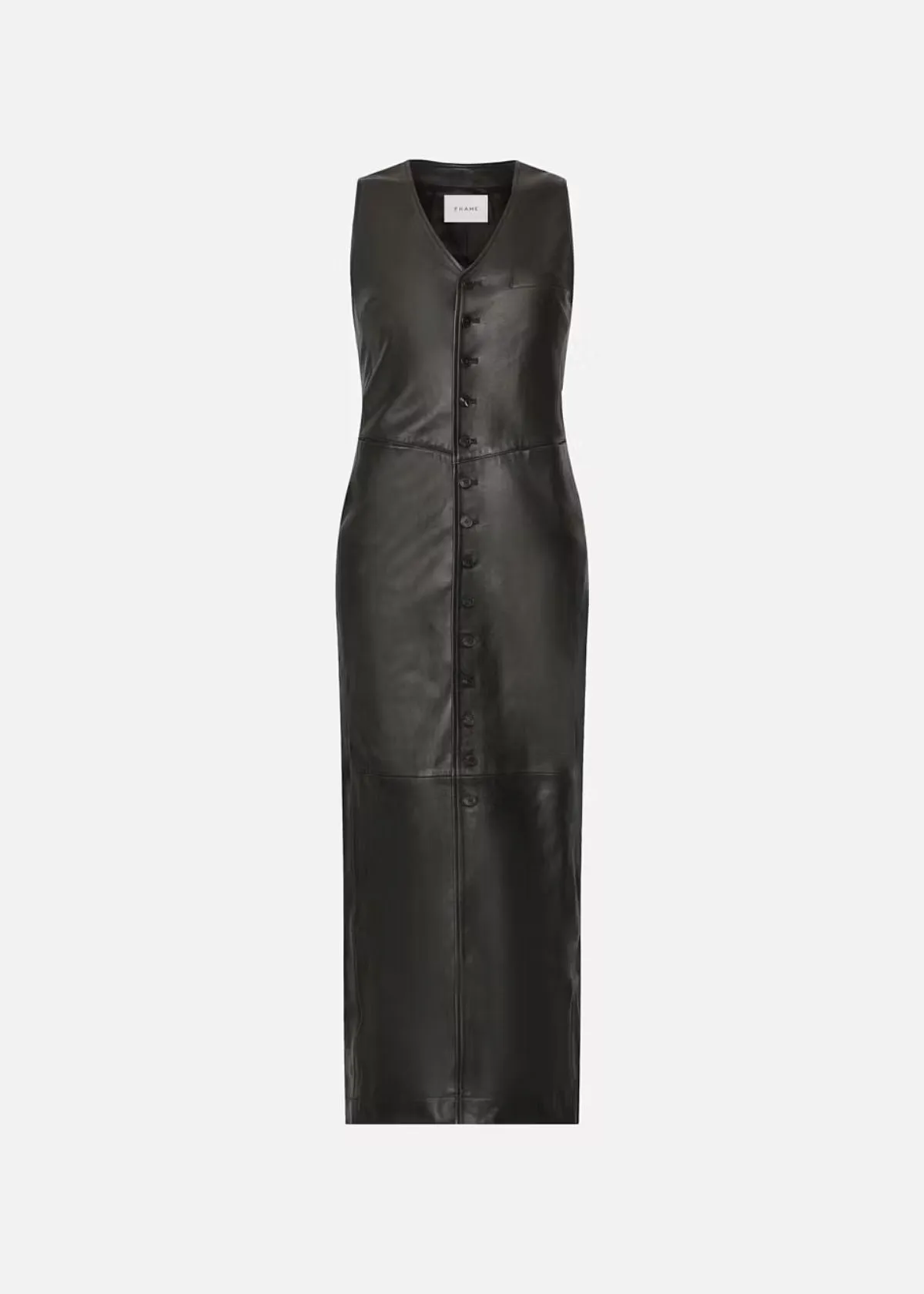 FRAME Leather Midi Vest Dress - Black