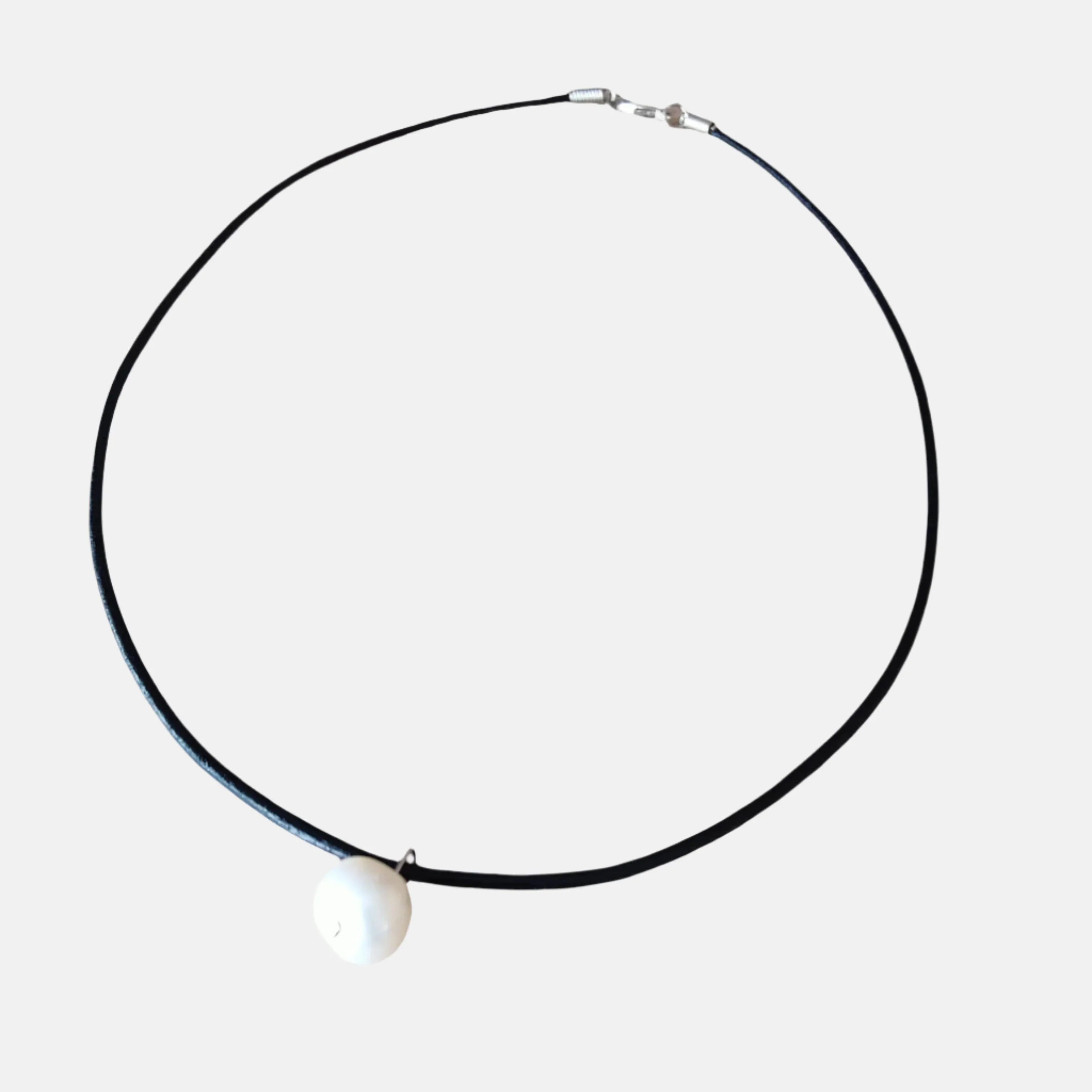 Freshwater Pearl on Black Leather