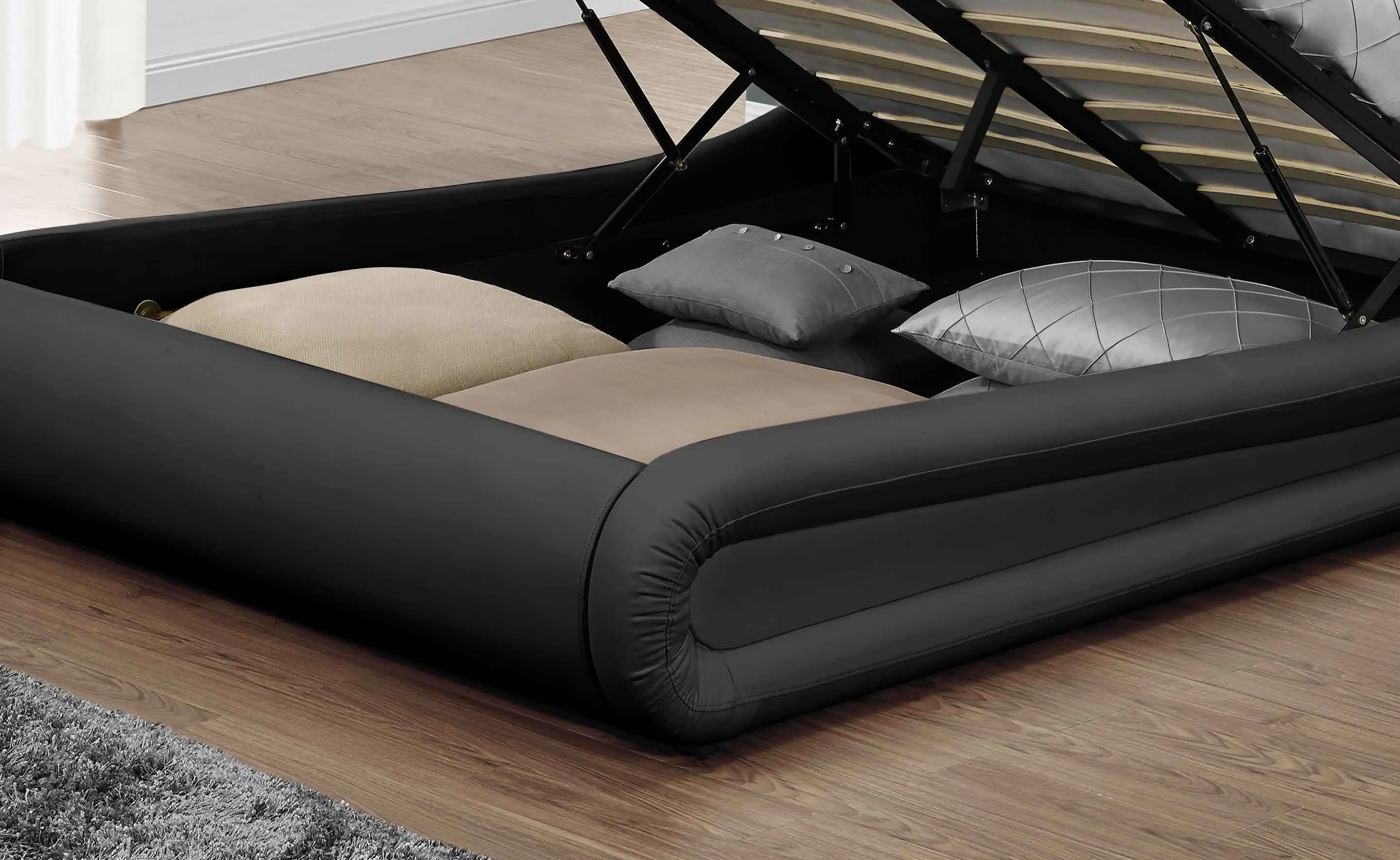 Galaxy King Size Ottoman Bed, Black