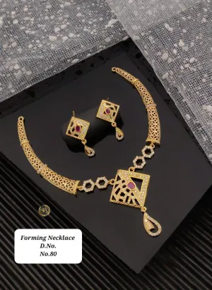 Geometric Diamond Forming Necklace Set with Earrings