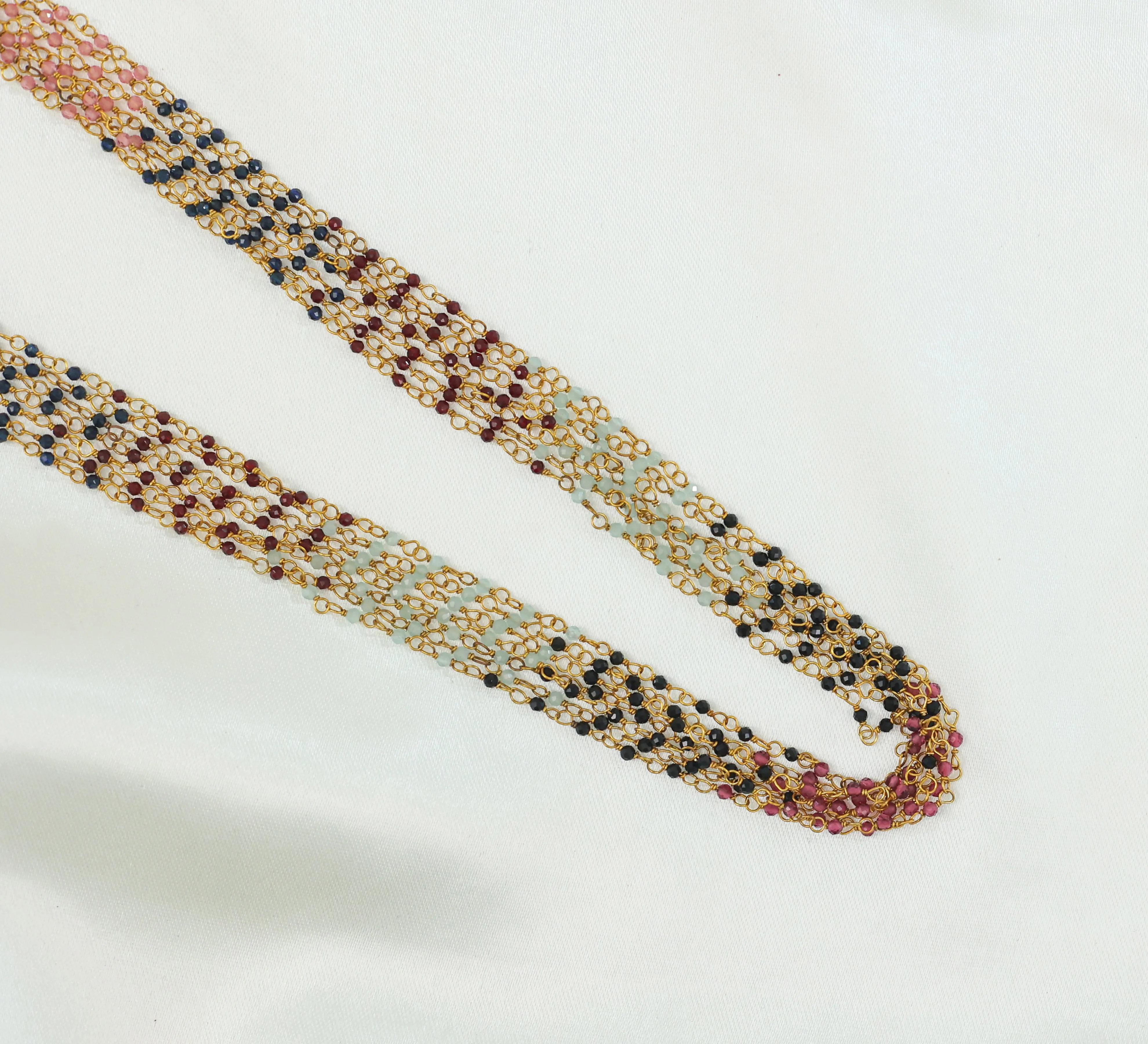 Gold-Plated Multi-Layer Mala Necklace Set with Colorful Hydro Beads