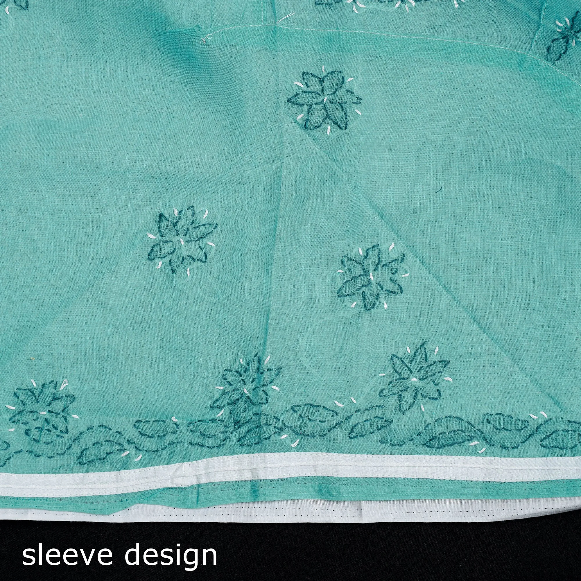 Green - 3pc Hand Embroidery Cotton Chikankari Dress Material