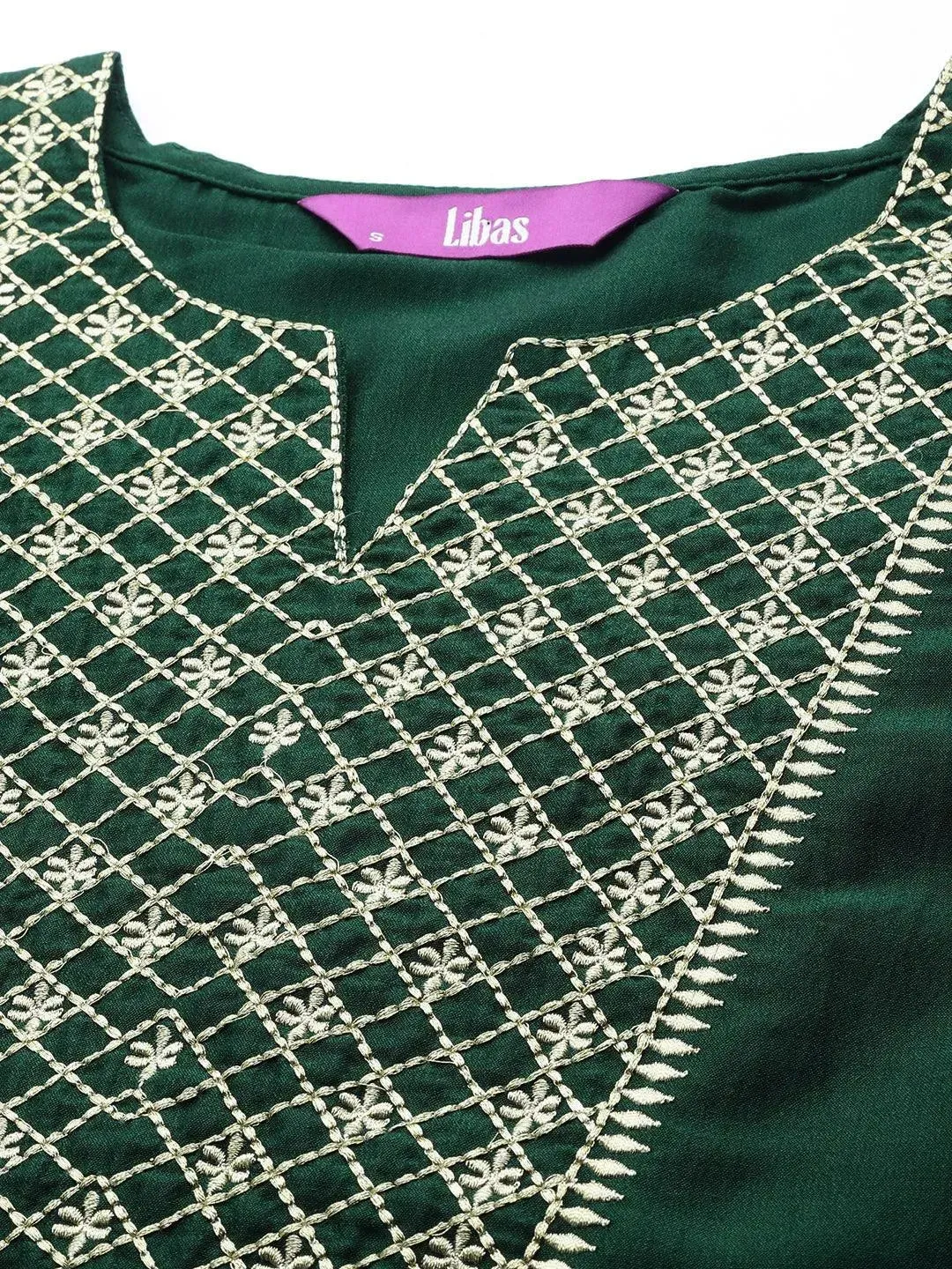 Green Yoke Design Chanderi Silk Kurta