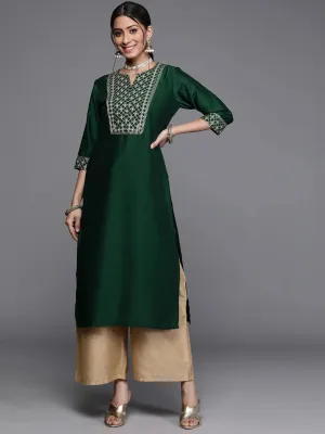 Green Yoke Design Chanderi Silk Kurta