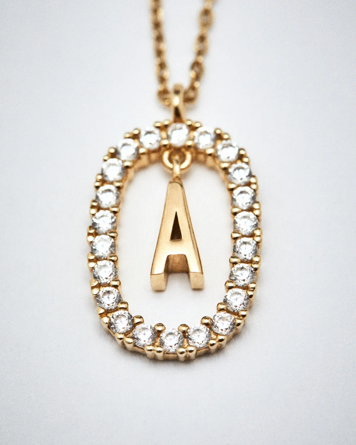 GRID 2 Diamonds and Gold Letter A Necklace