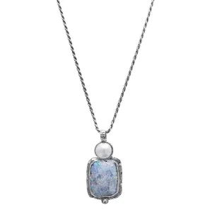 Israeli Roman Glass Pearl Pendant Necklace
